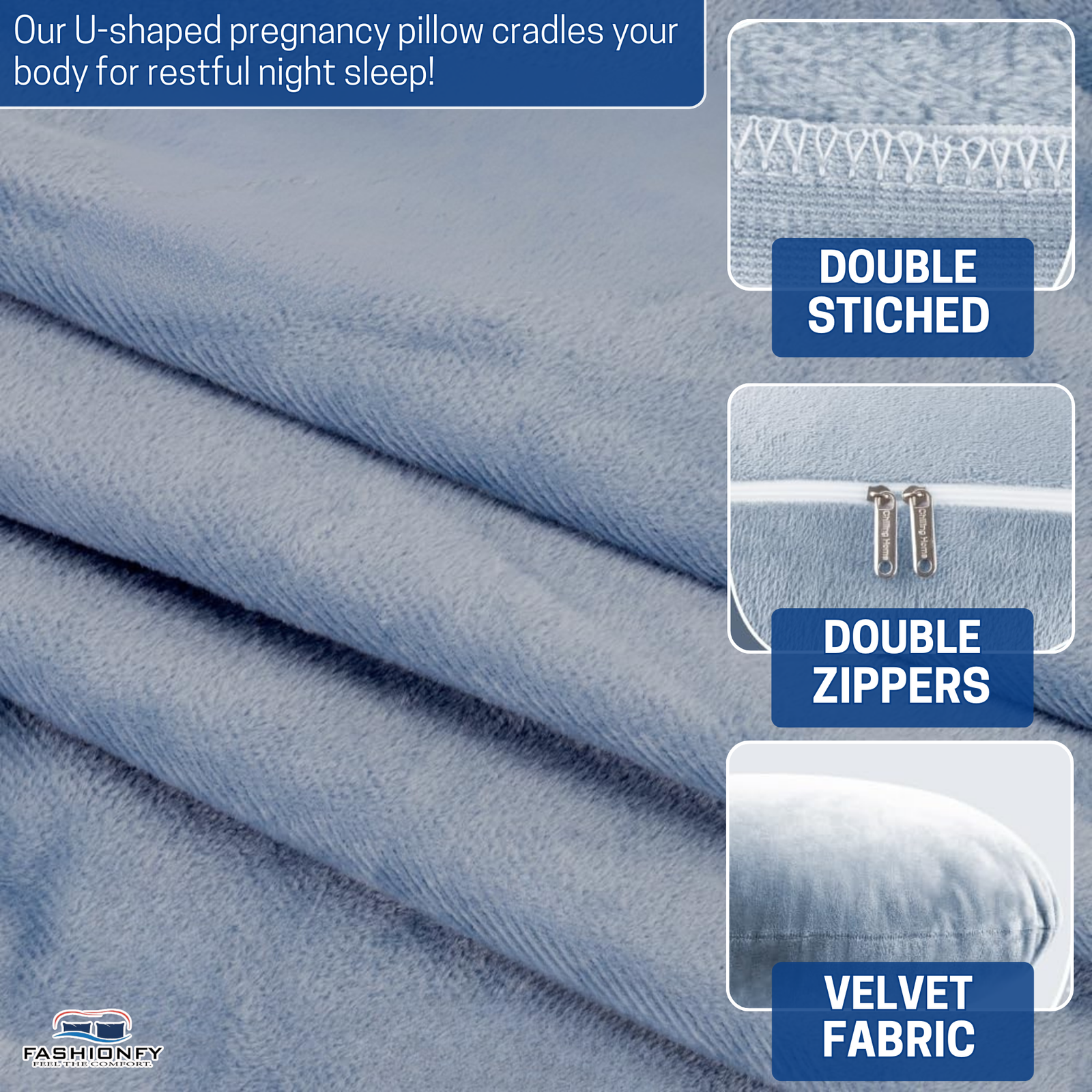 FASHIONFY U Shaped Pregnancy Pillow for Sleeping with Removable Cover - Image 6