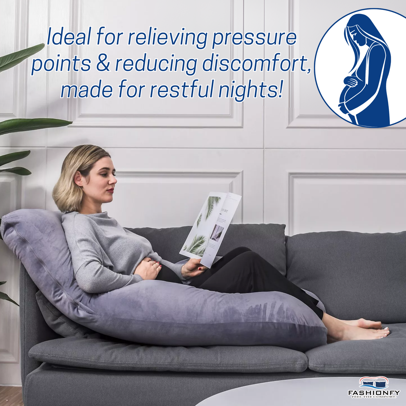 FASHIONFY U Shaped Pregnancy Pillow for Sleeping with Removable Cover - Image 7