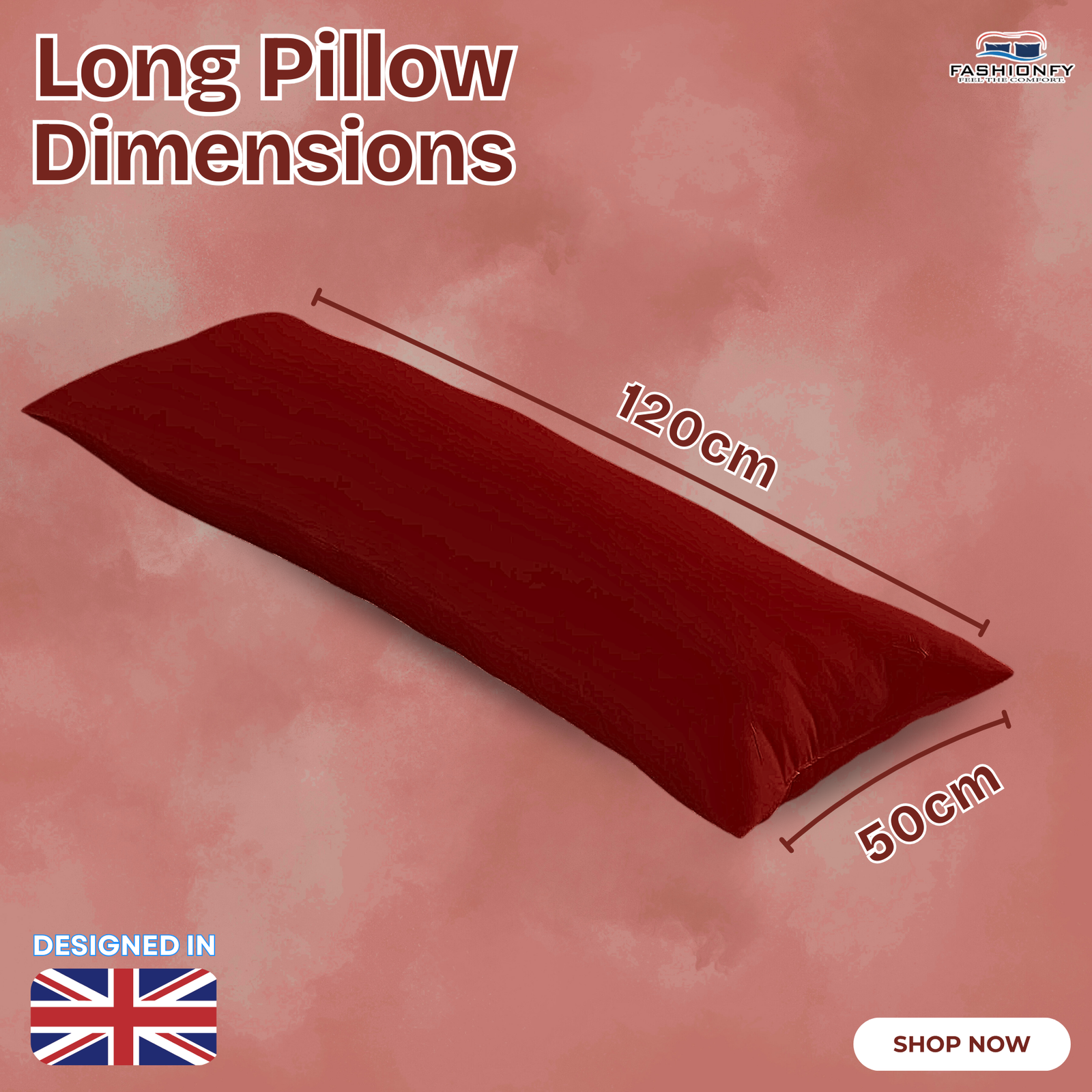 FASHIONFY® Long Pillow for Sleeping, Soft Side Sleeper Pillow with Breathable Polyester Filling - Image 12