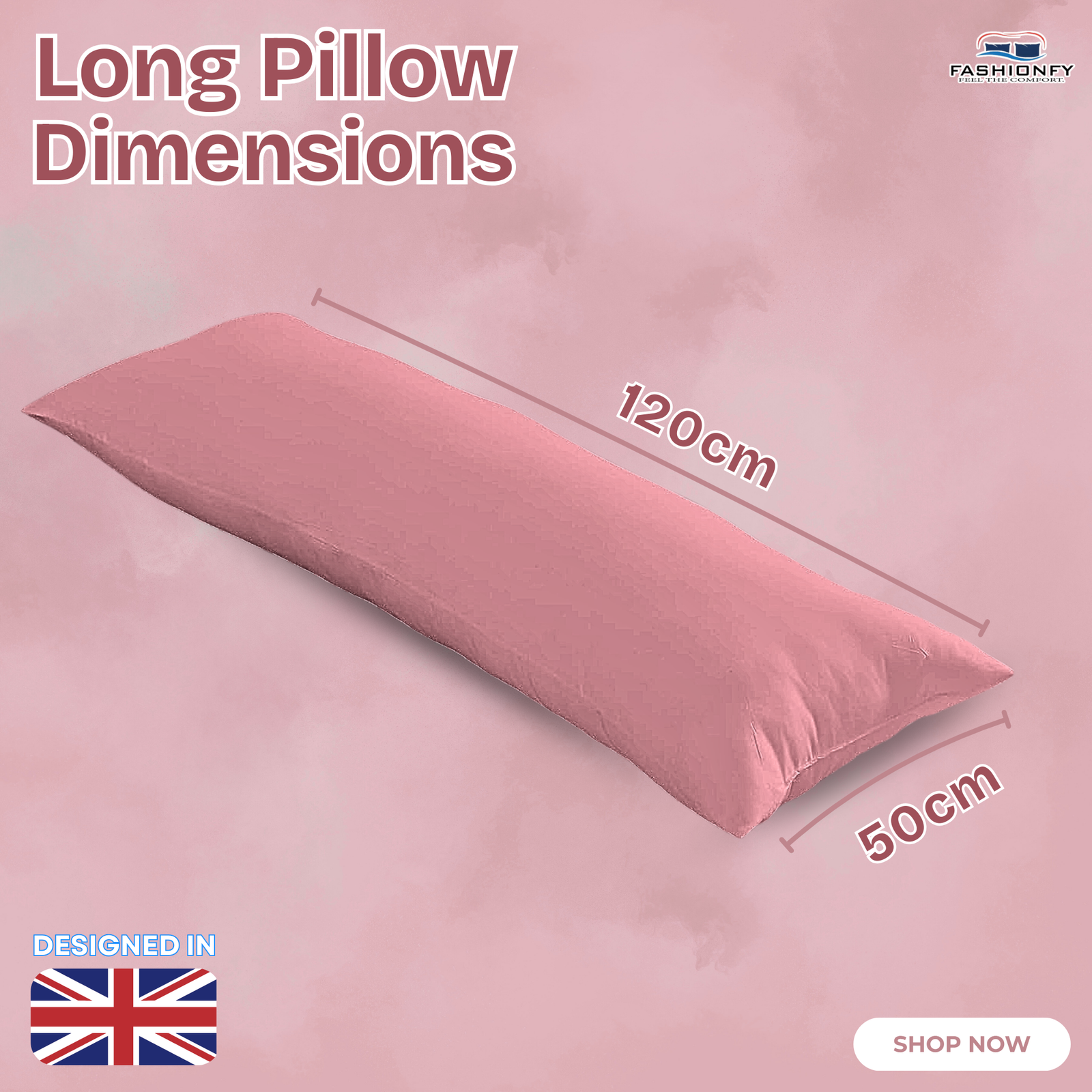 FASHIONFY® Long Pillow for Sleeping, Soft Side Sleeper Pillow with Breathable Polyester Filling - Image 18