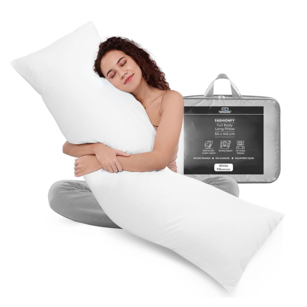 FASHIONFY® Long Pillow for Sleeping, Soft Side Sleeper Pillow with Breathable Polyester Filling