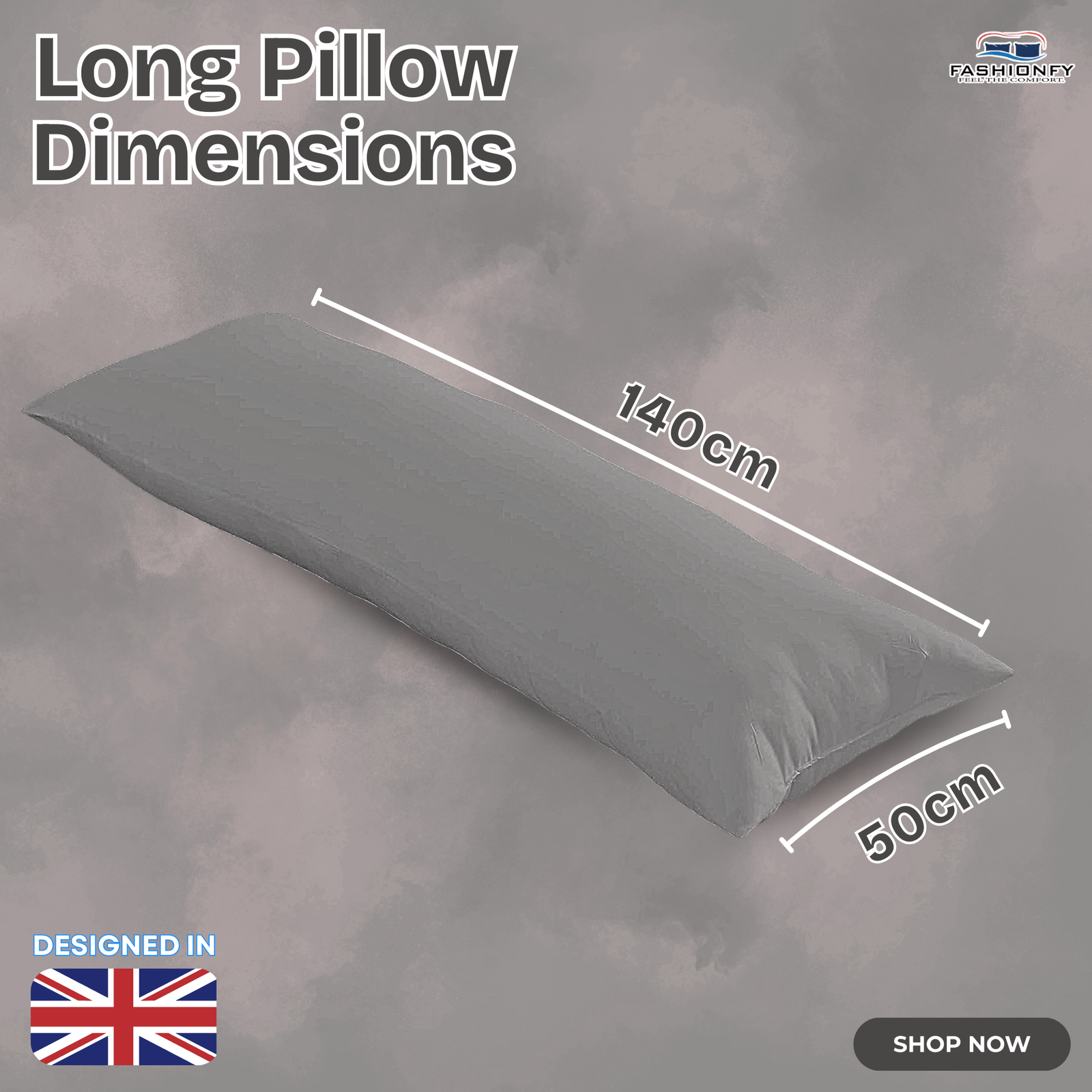 FASHIONFY® Long Pillow for Sleeping, Soft Side Sleeper Pillow with Breathable Polyester Filling - Image 26