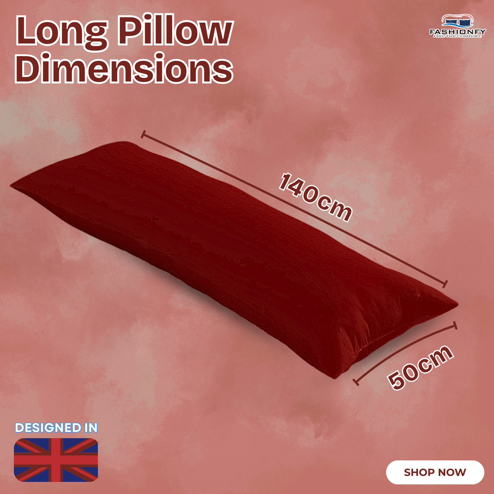 FASHIONFY® Long Pillow for Sleeping, Soft Side Sleeper Pillow with Breathable Polyester Filling - Image 25