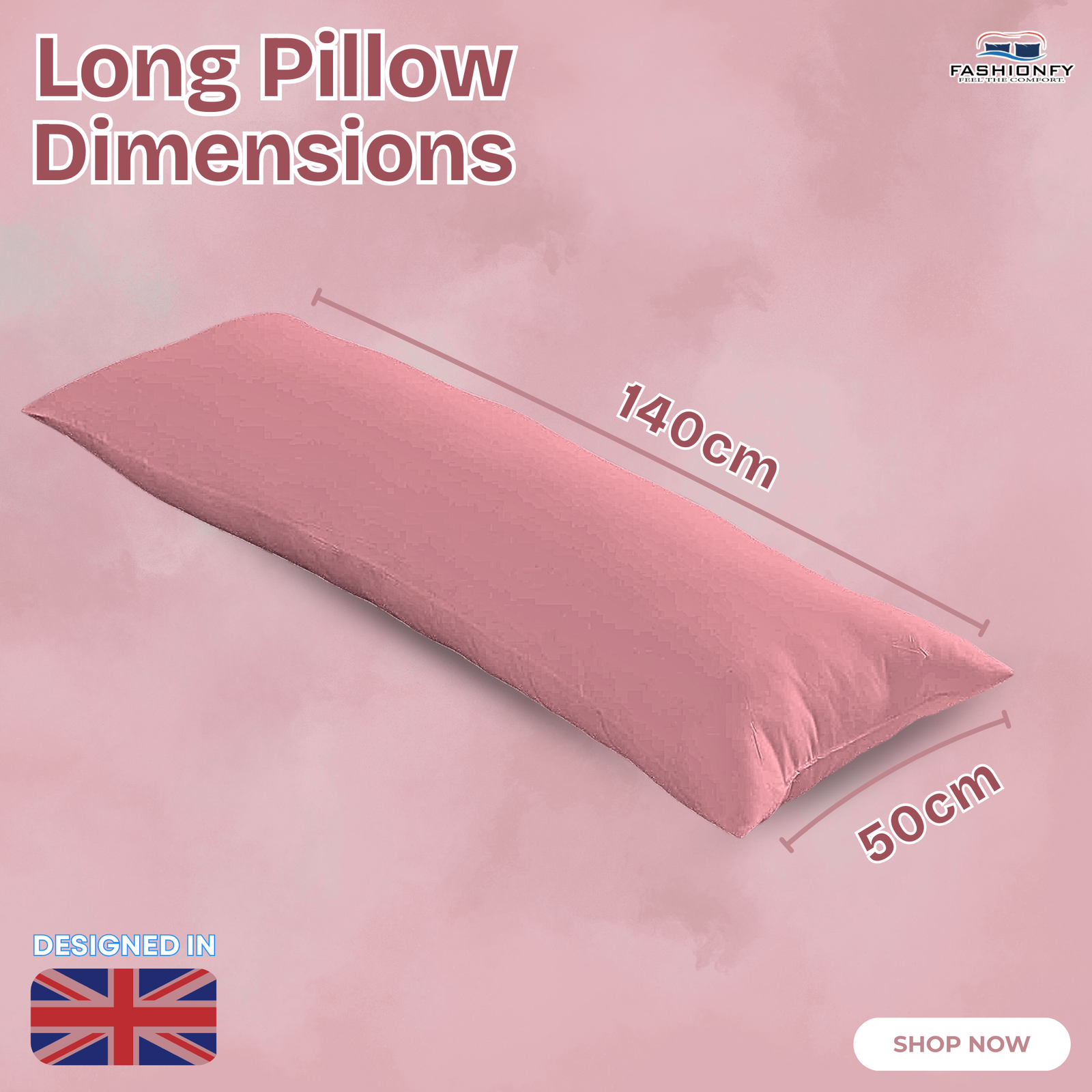 FASHIONFY® Long Pillow for Sleeping, Soft Side Sleeper Pillow with Breathable Polyester Filling - Image 31