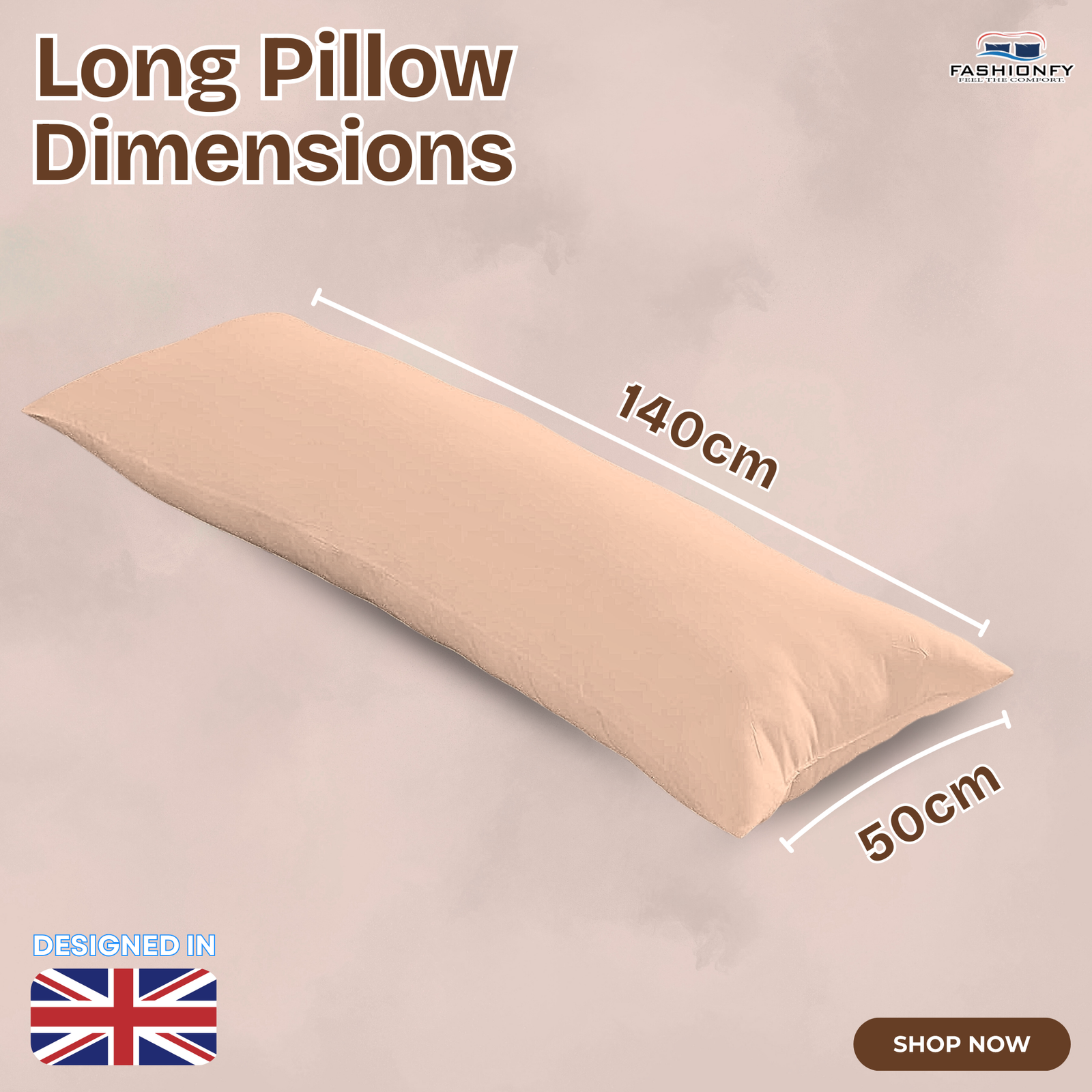 FASHIONFY® Long Pillow for Sleeping, Soft Side Sleeper Pillow with Breathable Polyester Filling - Image 22