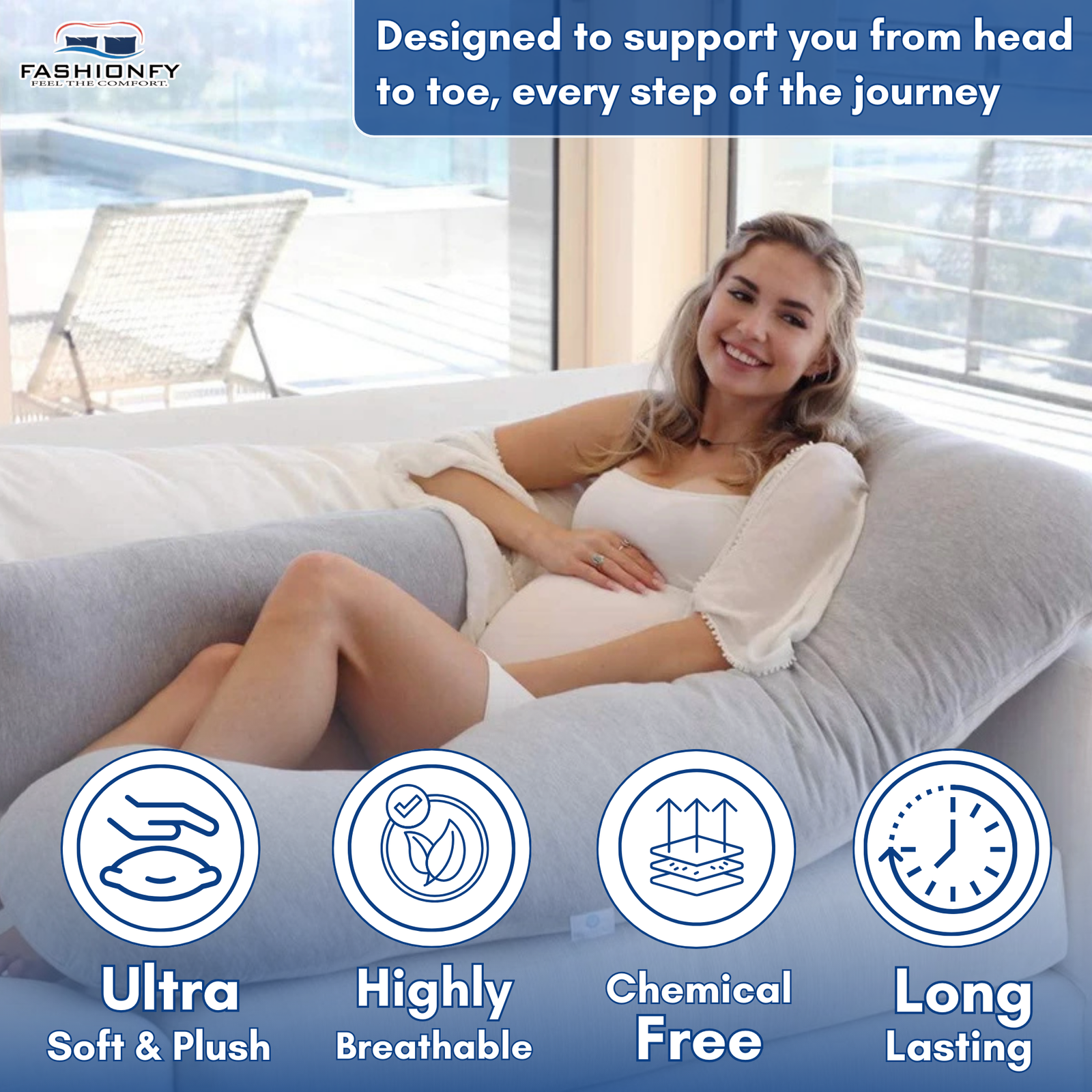Detachable U Shape Pregnancy Pillow with 100% Polyester Filling - Image 7