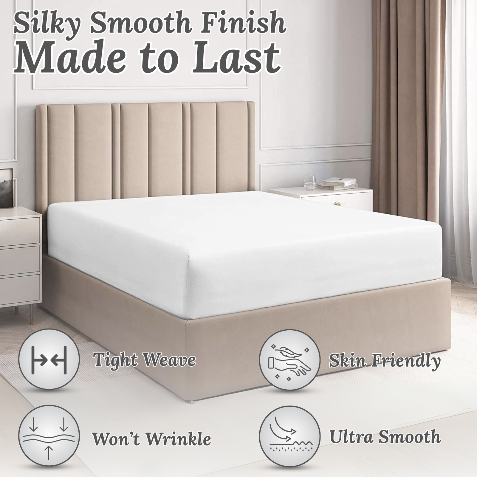 FASHIONFY® Hotel Quality Fitted Sheet with Deep Pockets & Elastic Edges | Breathable 300 TC Cotton Fabric - Image 3