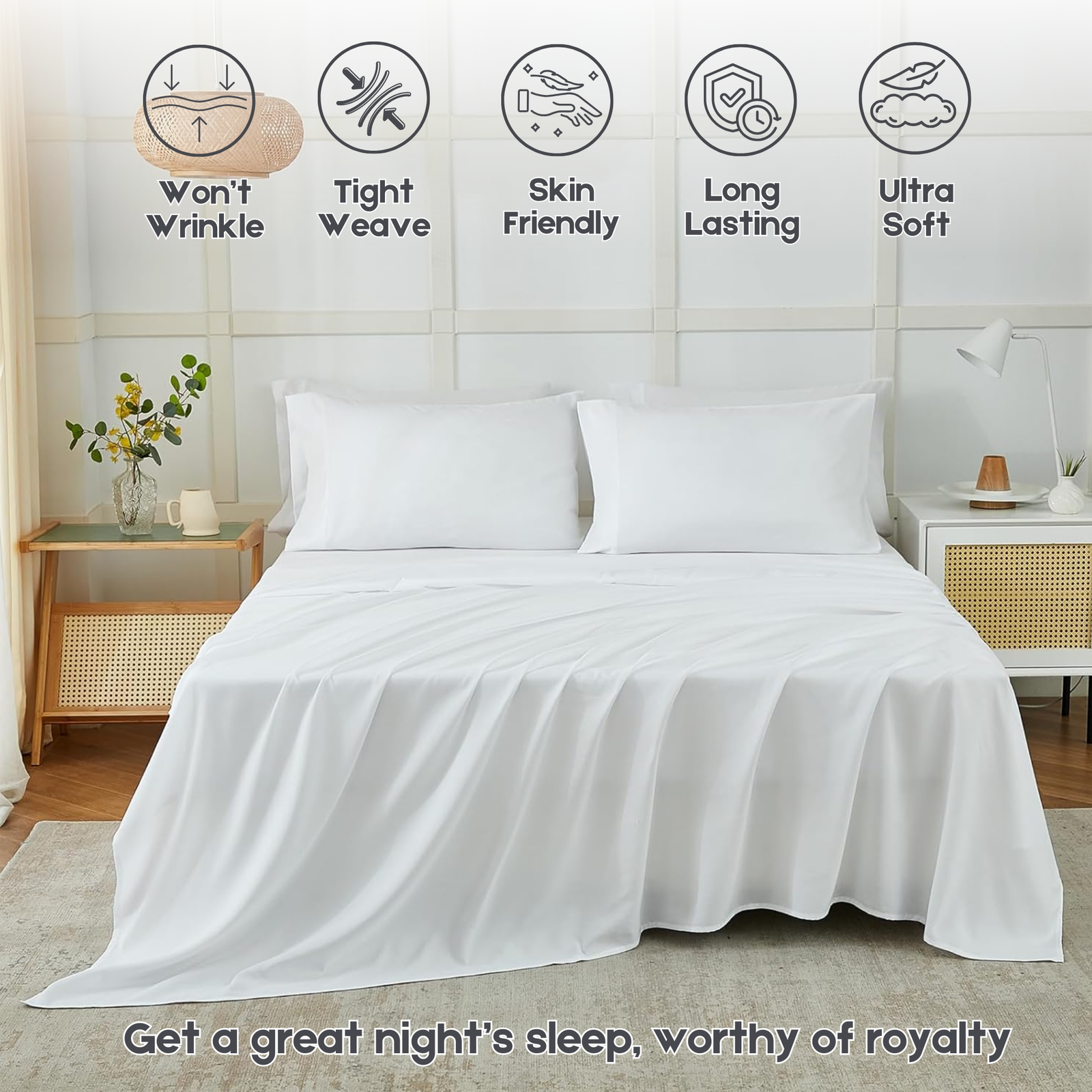 Premium Quality 6 Piece Bed Sheet Set for Bedrooms & Dorm Decor - Image 3