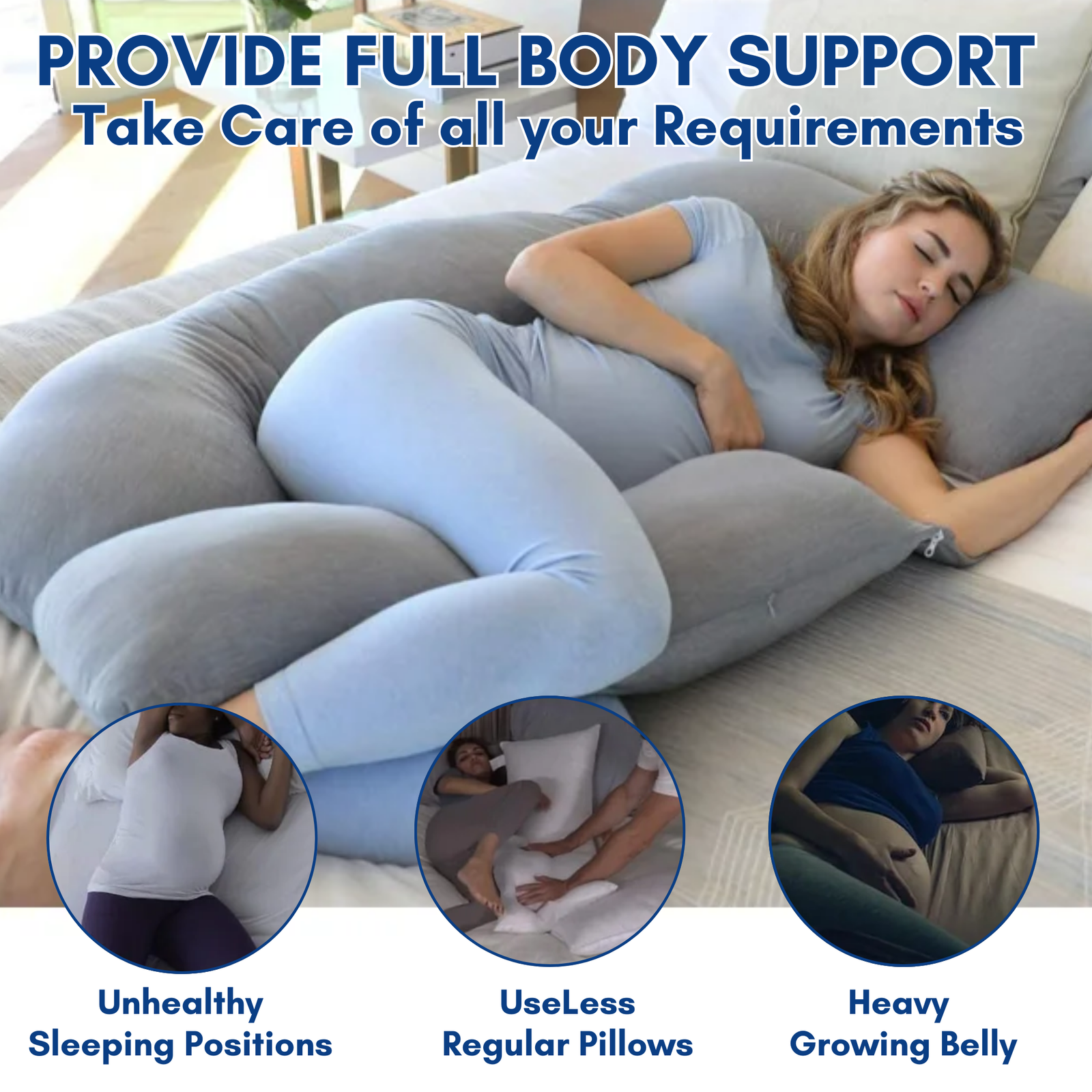 Detachable U Shape Pregnancy Pillow with 100% Polyester Filling - Image 6