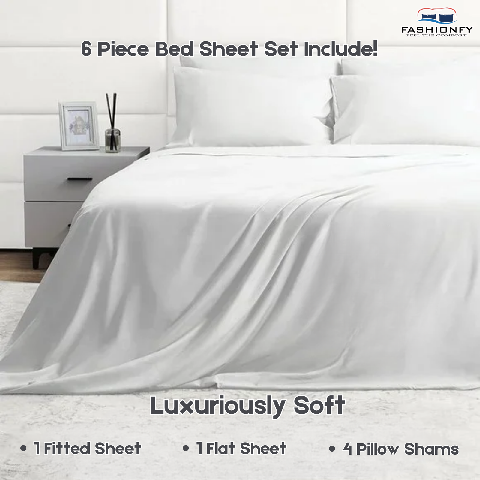 Premium Quality 6 Piece Bed Sheet Set for Bedrooms & Dorm Decor - Image 4