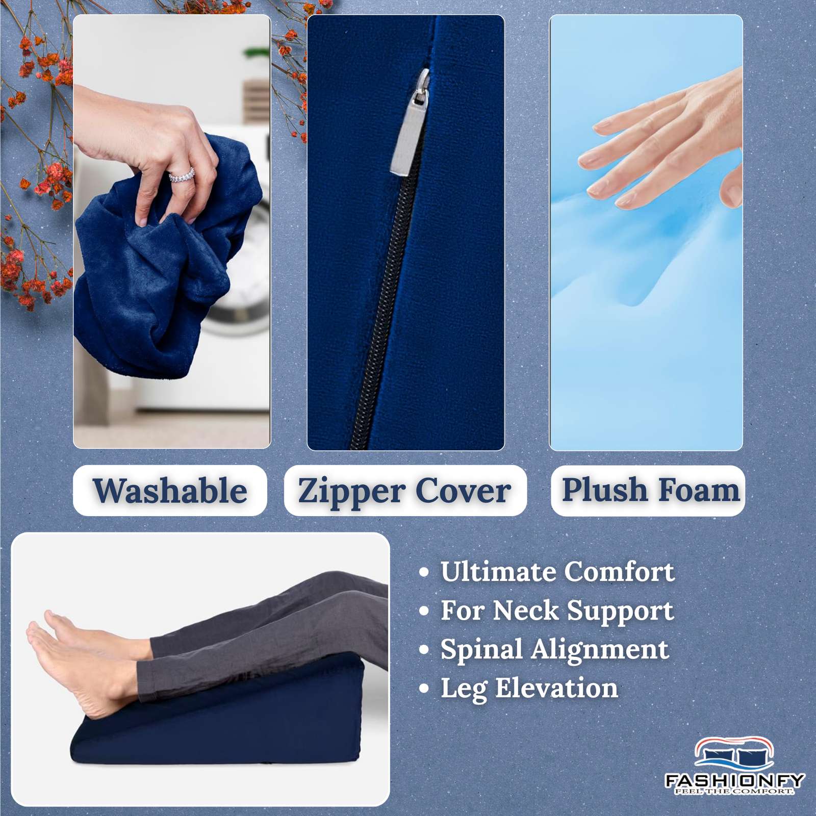 Bed Wedge Pillow for Sleeping, Back Pain, Acid Reflux & Leg Rest | Standard Width Triangle Pillow with Memory Foam Support, - Image 5