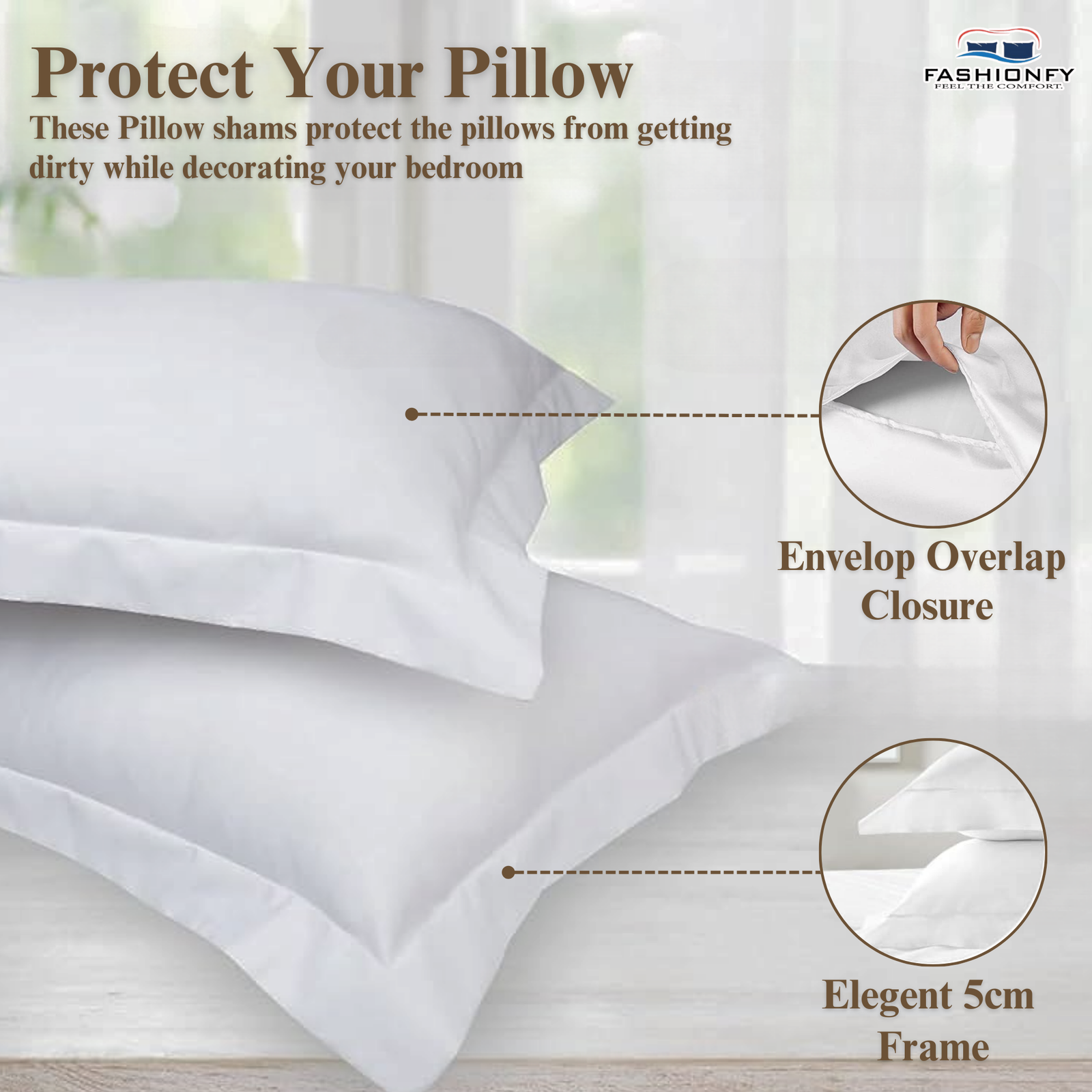 FASHIONFY® Premium Cotton Pillow Shams with Envelope Closure, Pillow Covers - Image 4