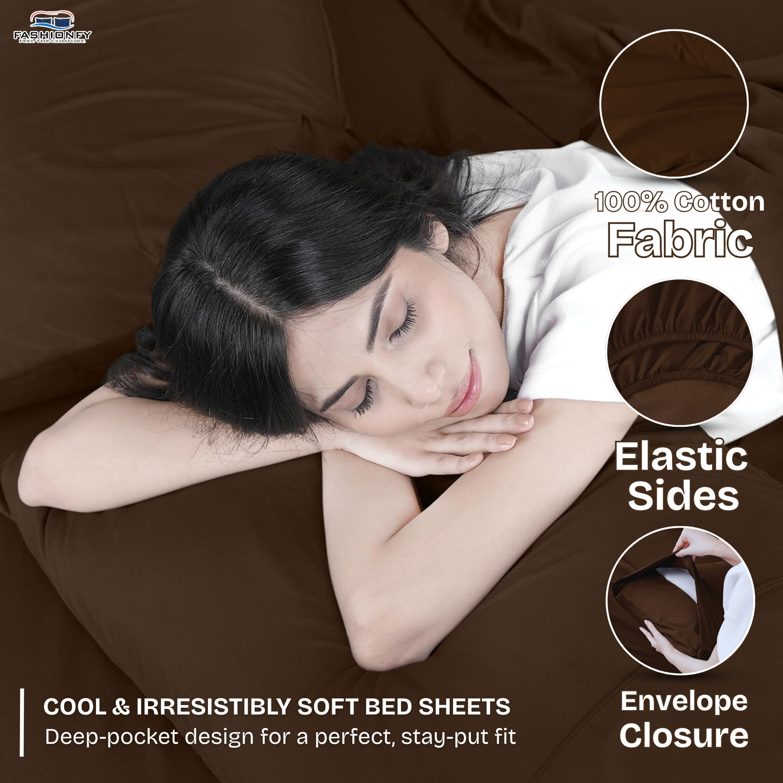 FASHIONFY Luxury 4 Piece Bed Sheet Set with 1 Flat Sheet, 1 Fitted Sheet & 2 Pillowcases - Image 4