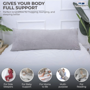 FASHIONFY® Long Body Pillow with Velvet Cover | Straight Pregnancy Pillow for Belly Support & Hip Pain - Image 5