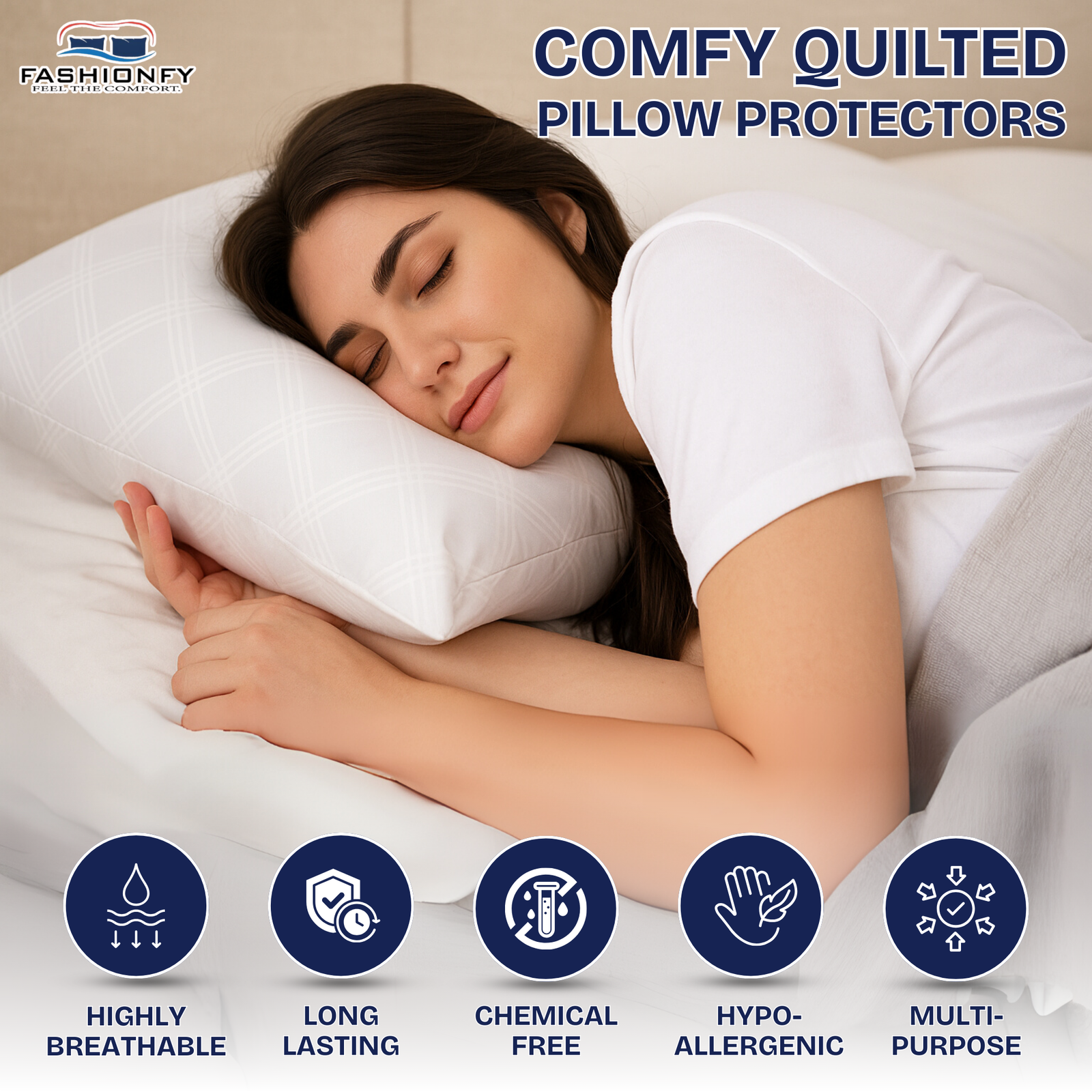 FASHIONFY® Pillow Protectors for Hotel Pillows, Sofa Cushions, Bed Pillows & Home Decor - Image 2