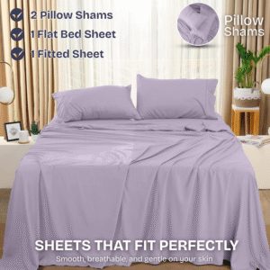FASHIONFY Luxury 4 Piece Bed Sheet Set with 1 Flat Sheet, 1 Fitted Sheet & 2 Pillowcases - Image 5