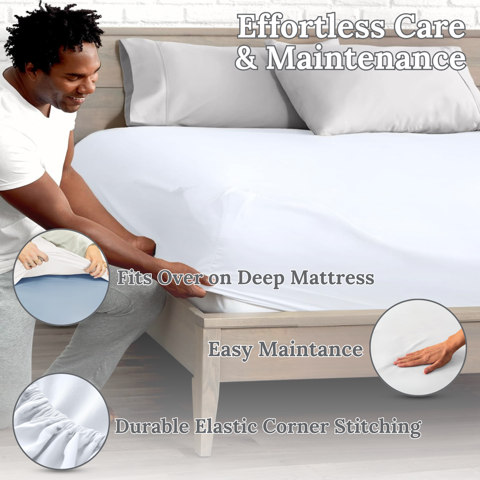 FASHIONFY® Hotel Quality Fitted Sheet with Deep Pockets & Elastic Edges | Breathable 300 TC Cotton Fabric - Image 5