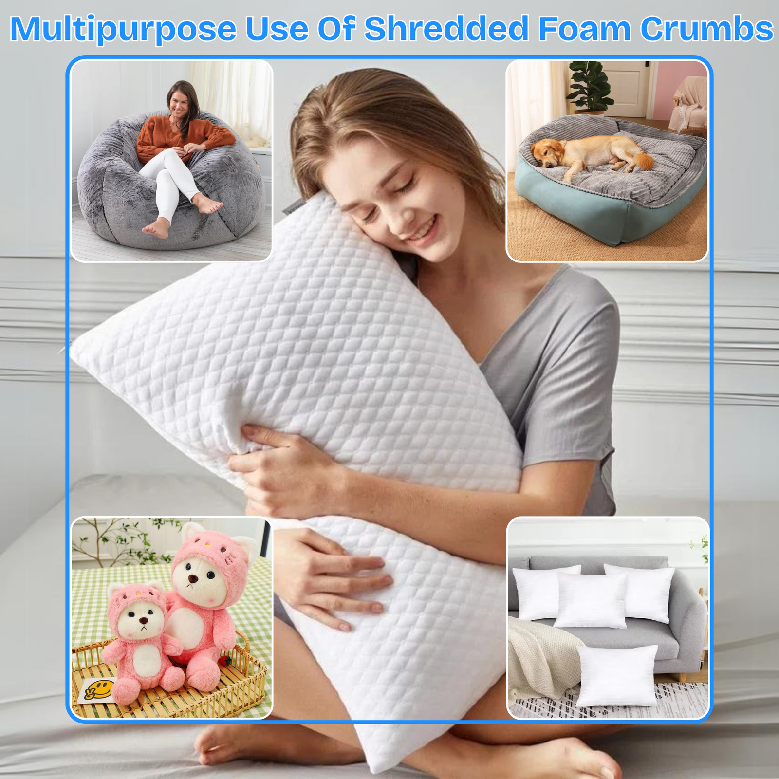 FASHIONFY Shredded Memory Foam for Bean Bag Filler, Bed Pillows & Couch Cushions - Image 6