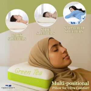 FASHIONFY® Green Tea Memory Foam Pillow for Side Sleepers, Hot Sleepers, Neck Pain, Shoulder Pain & Back Support - Image 6