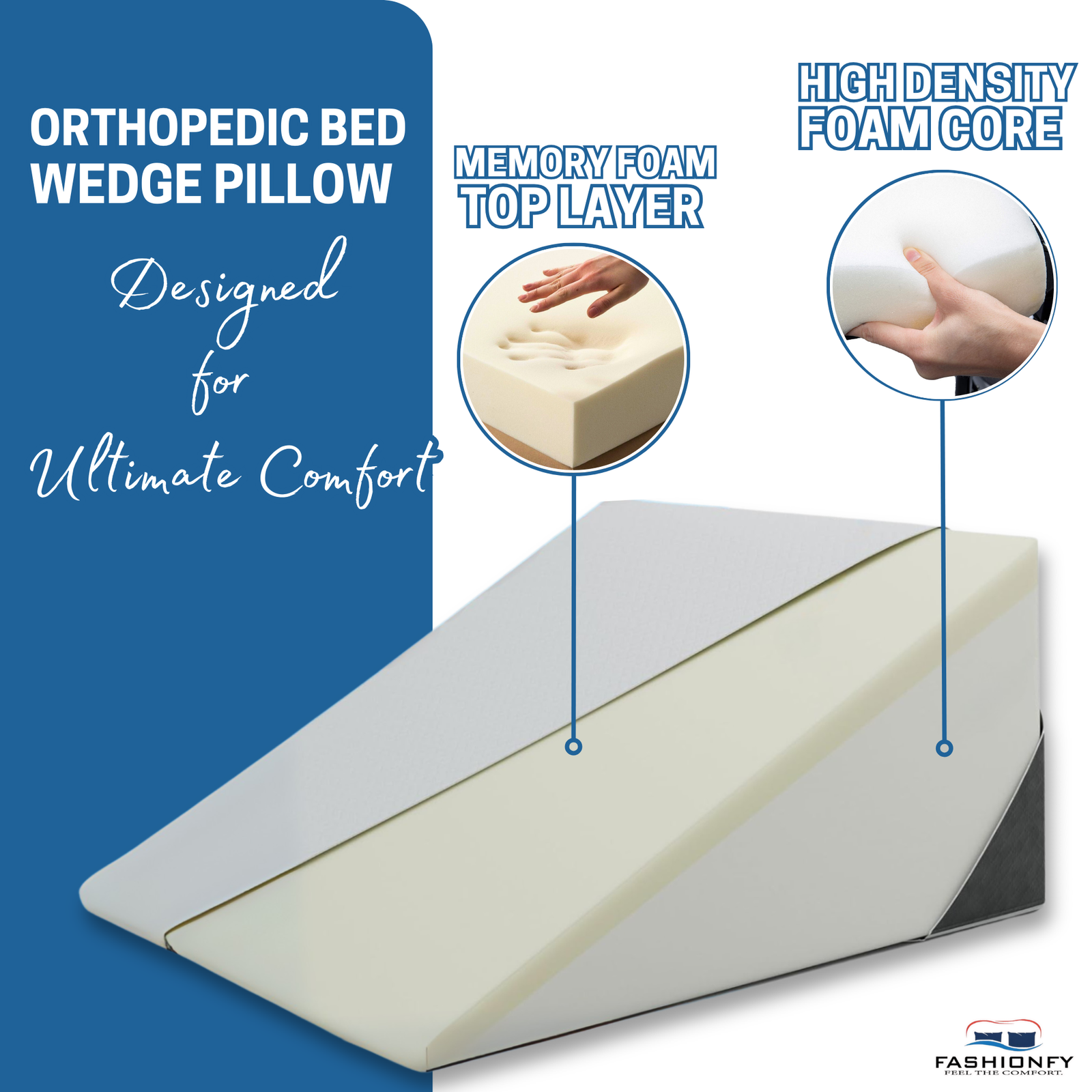 FASHIONFY Wedge Pillow for Back & Neck Support, Chic Jacquard Pillowcase - Image 5