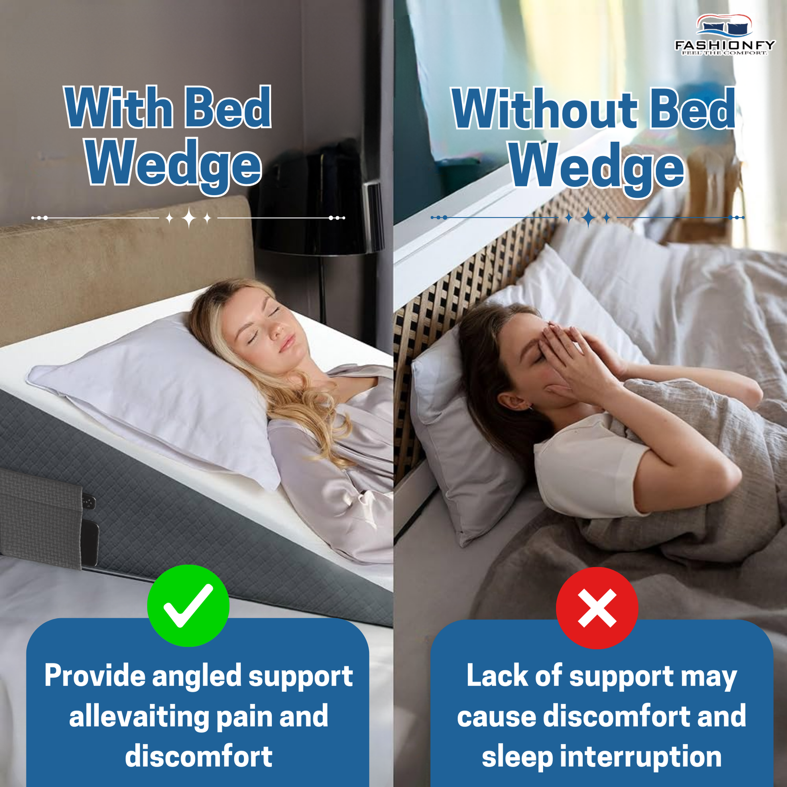 FASHIONFY Orthopedic Bed Wedge Pillow | Jacquard Cover with With Side-Pocket - Image 6