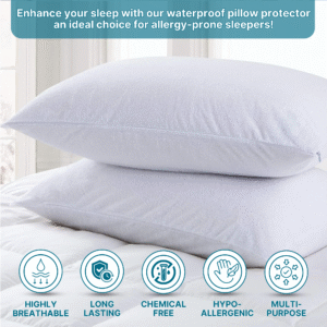 FASHIONFY Waterproof Terry Pillow Protectors for Bed Pillows & Hotel Pillows - Image 2