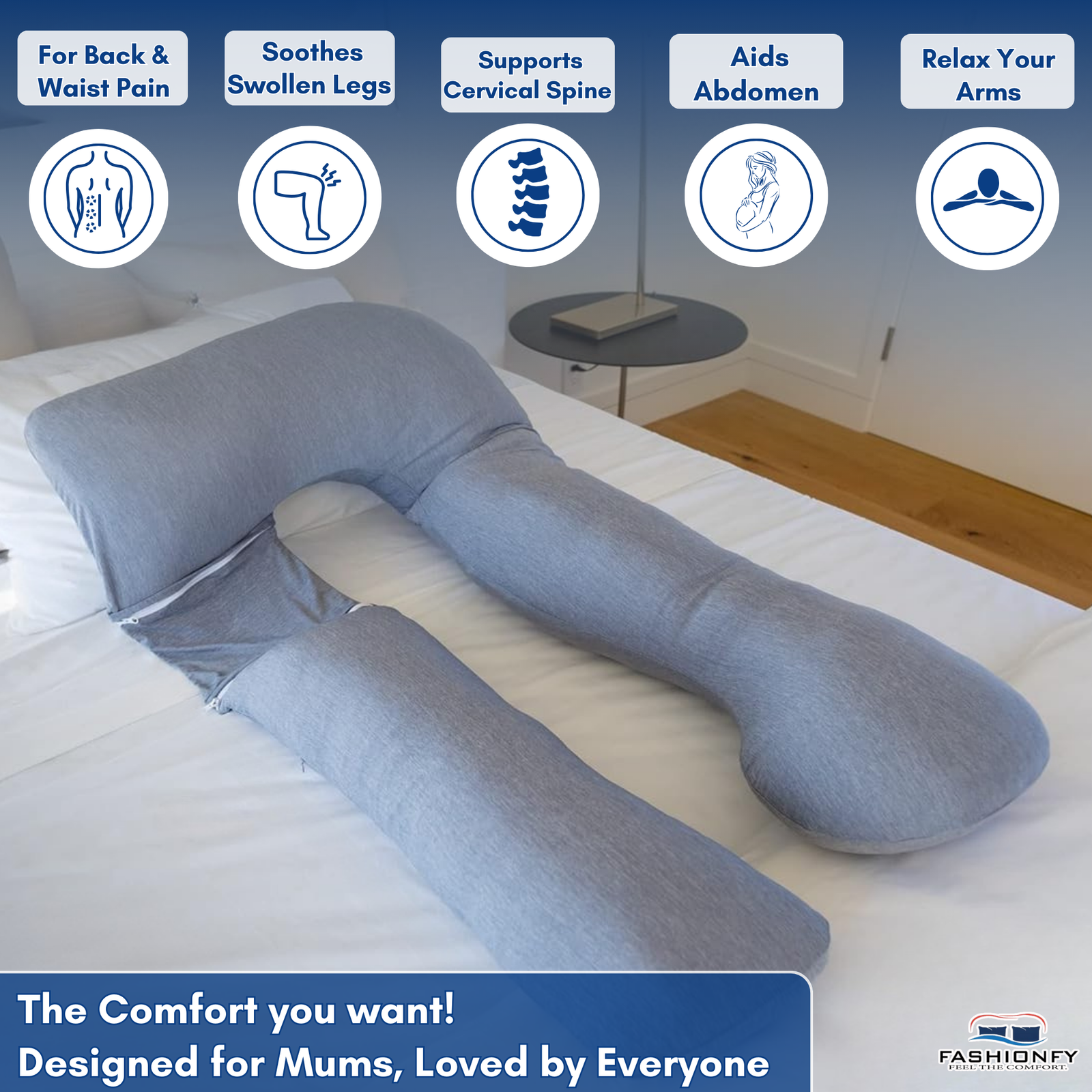 Detachable U Shape Pregnancy Pillow with 100% Polyester Filling - Image 3