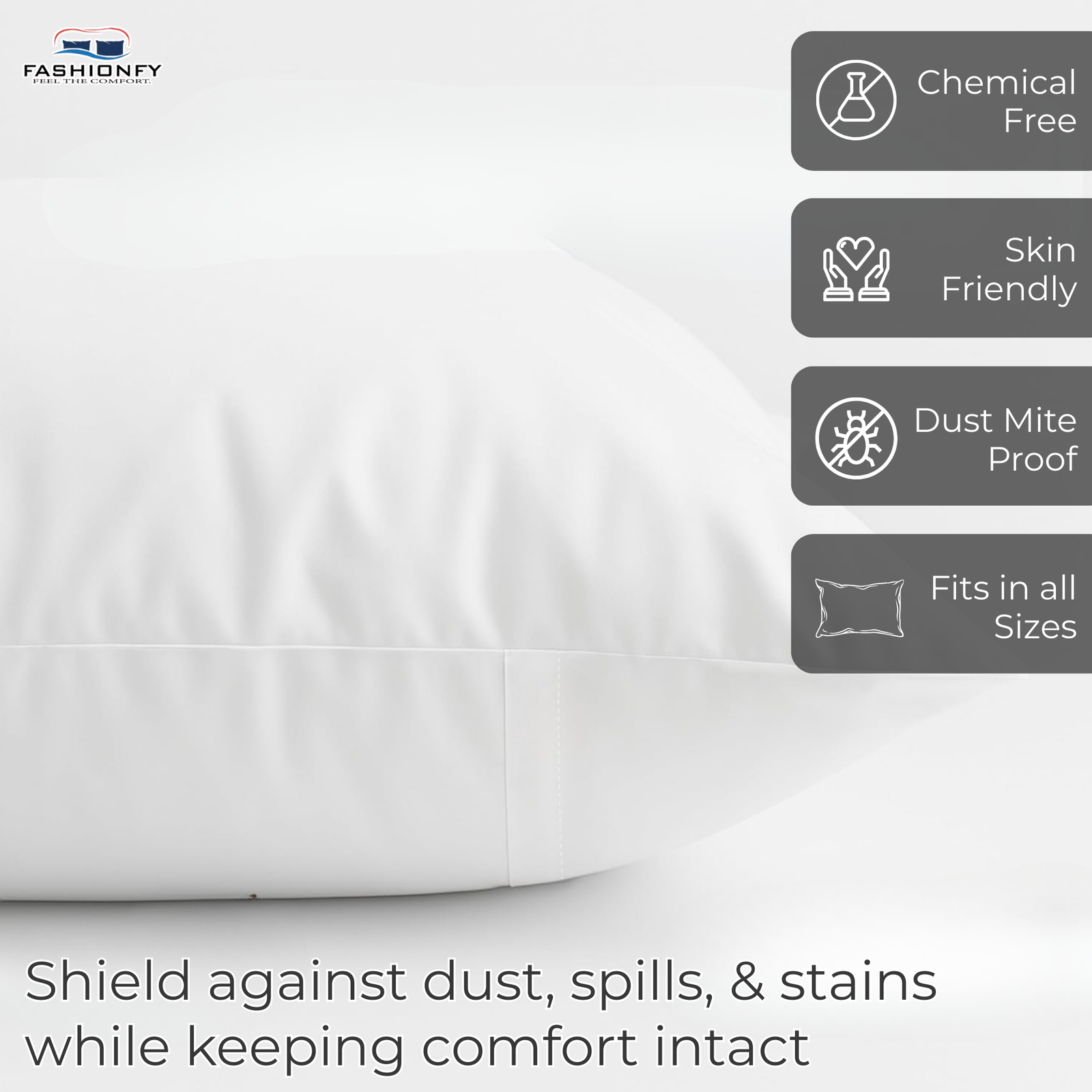 FASHIONFY® Pillow Covers for Hotel Pillows, Dorm rooms, Bed & Sofa Cushions | Pack of 4 - Image 6