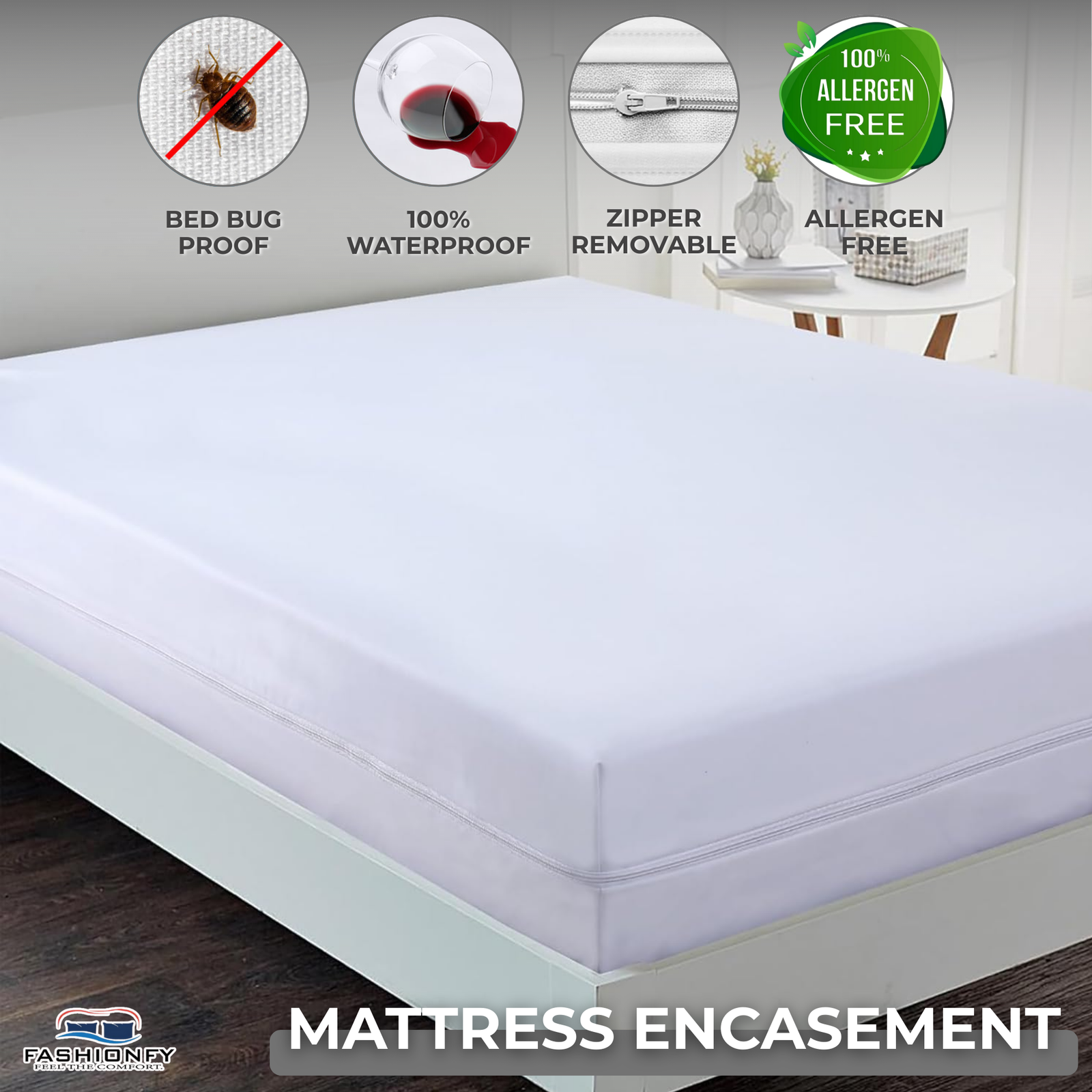 Premium Mattress Encasing Queen Size with Deep Pockets | 100% Waterproof Cotton - Image 2
