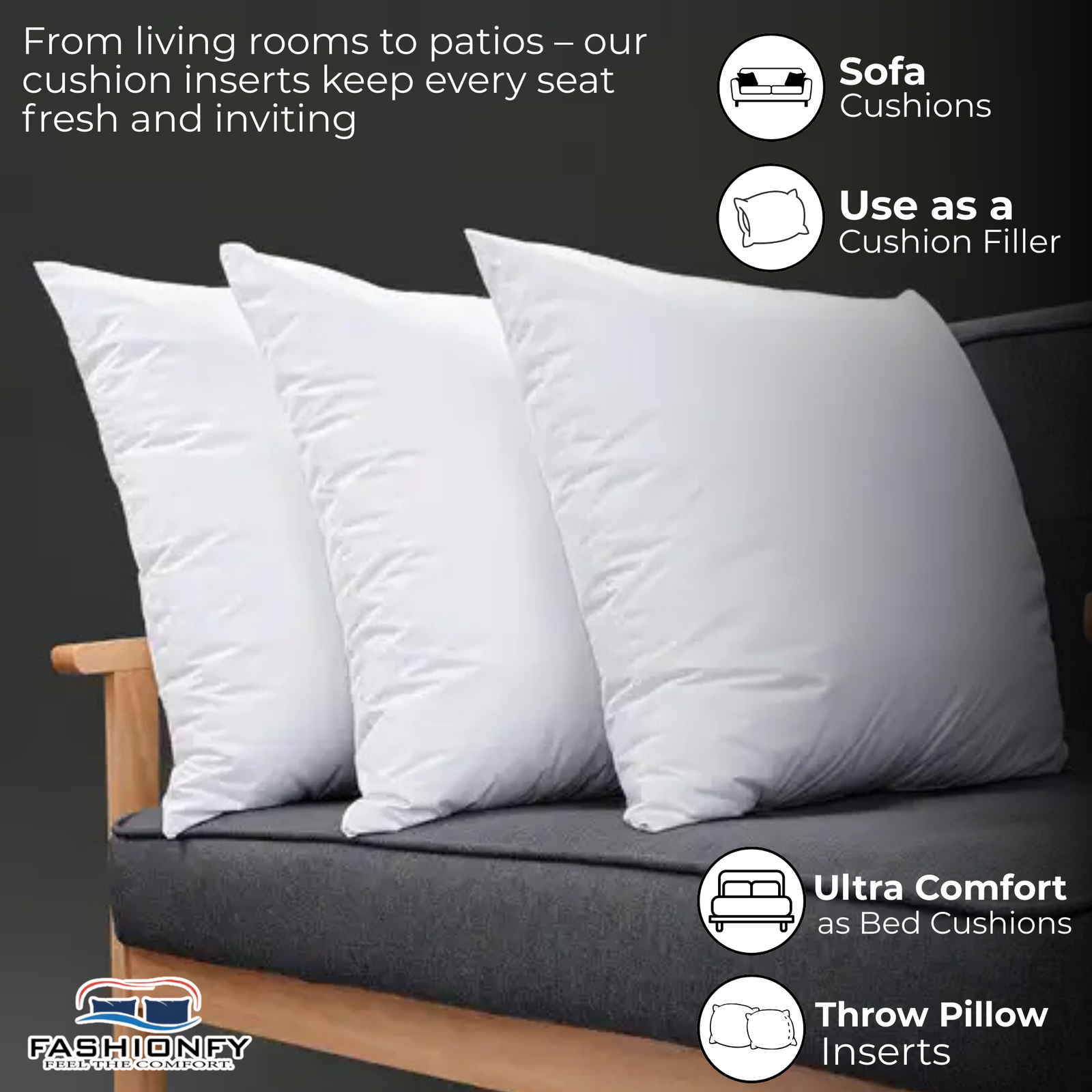 Cushion Inserts with 100% Polyester Filling & Cotton Cover - Image 3