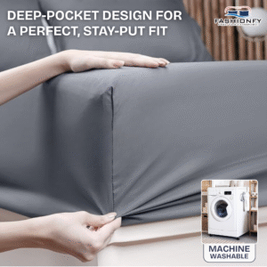 FASHIONFY Luxury 4 Piece Bed Sheet Set with 1 Flat Sheet, 1 Fitted Sheet & 2 Pillowcases - Image 6