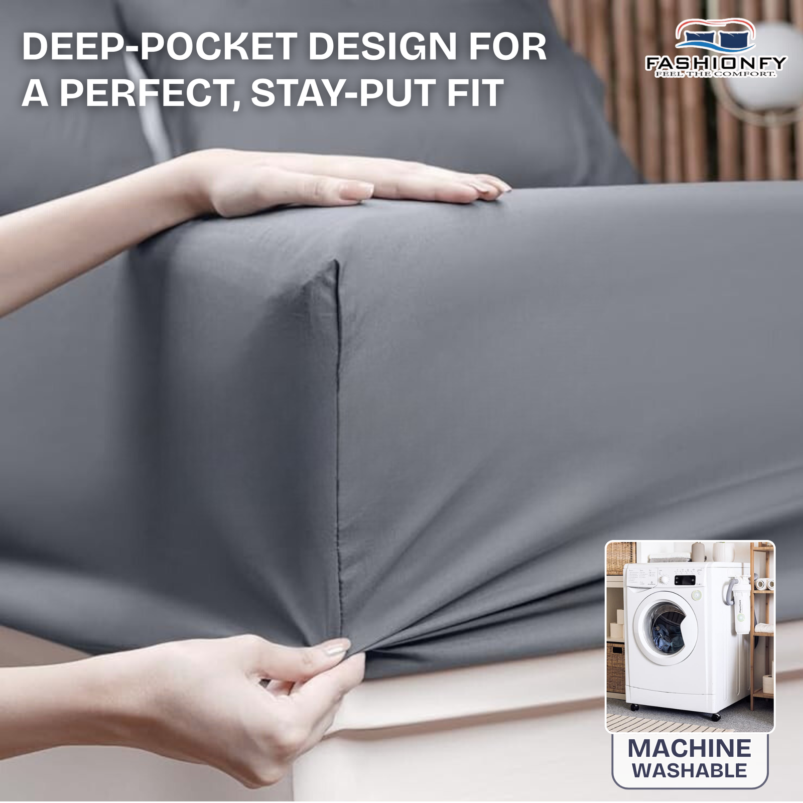 FASHIONFY Luxury 4 Piece Bed Sheet Set with 1 Flat Sheet, 1 Fitted Sheet & 2 Pillowcases - Image 6