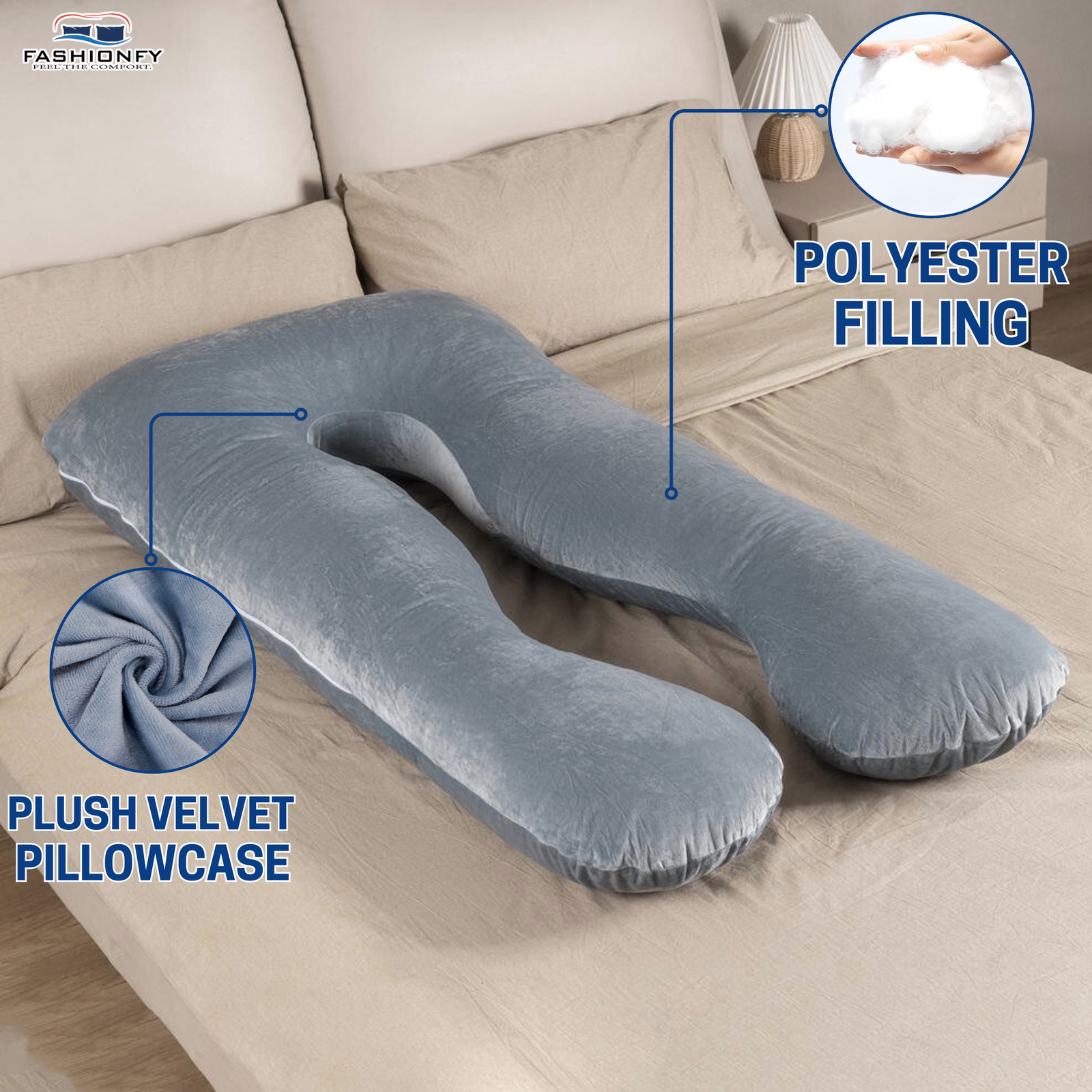 FASHIONFY U Shaped Pregnancy Pillow for Sleeping with Removable Cover - Image 2