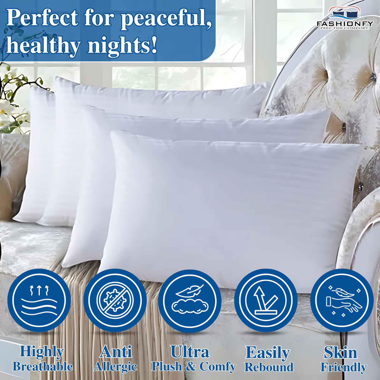 FASHIONFY Premium Bed Pillows for Stomach & Side Sleepers - Image 2
