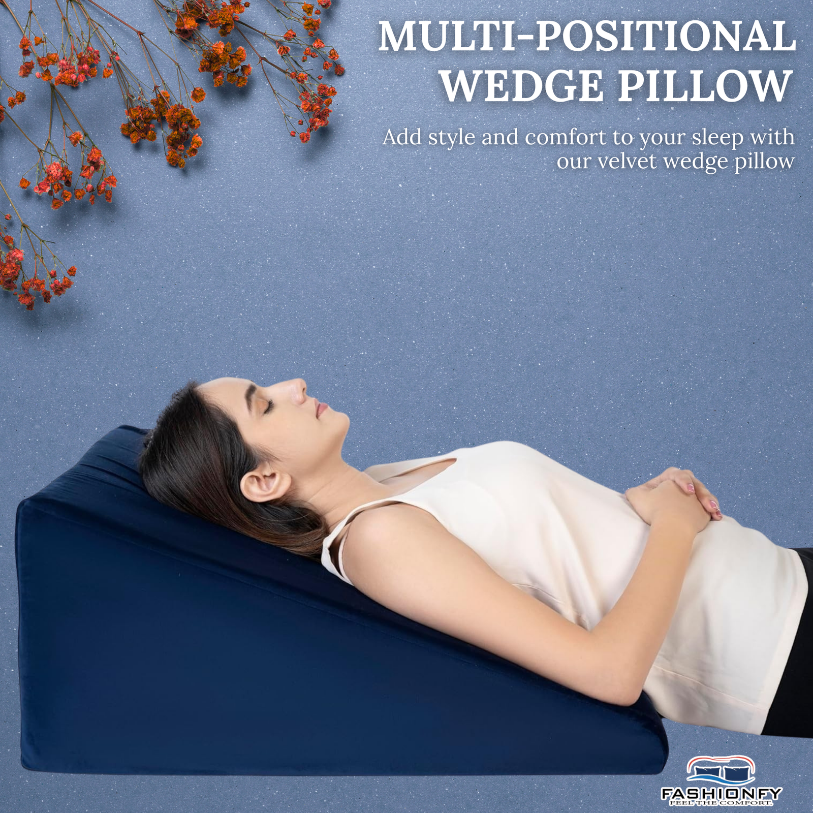 Bed Wedge Pillow for Sleeping, Back Pain, Acid Reflux & Leg Rest | Standard Width Triangle Pillow with Memory Foam Support, - Image 2