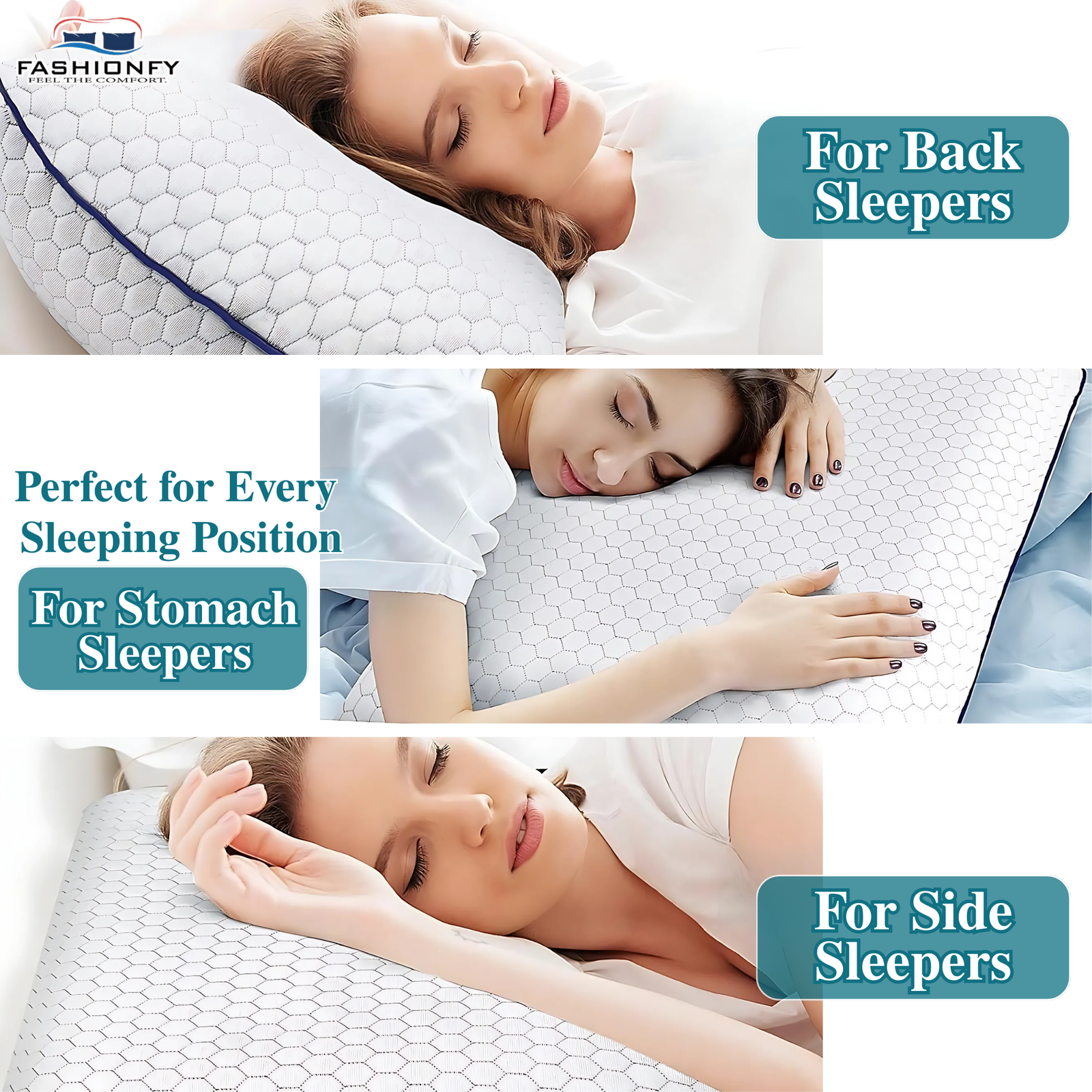 FASHIONFY Memory Foam Pillows For Back & Side Sleepers - Image 6
