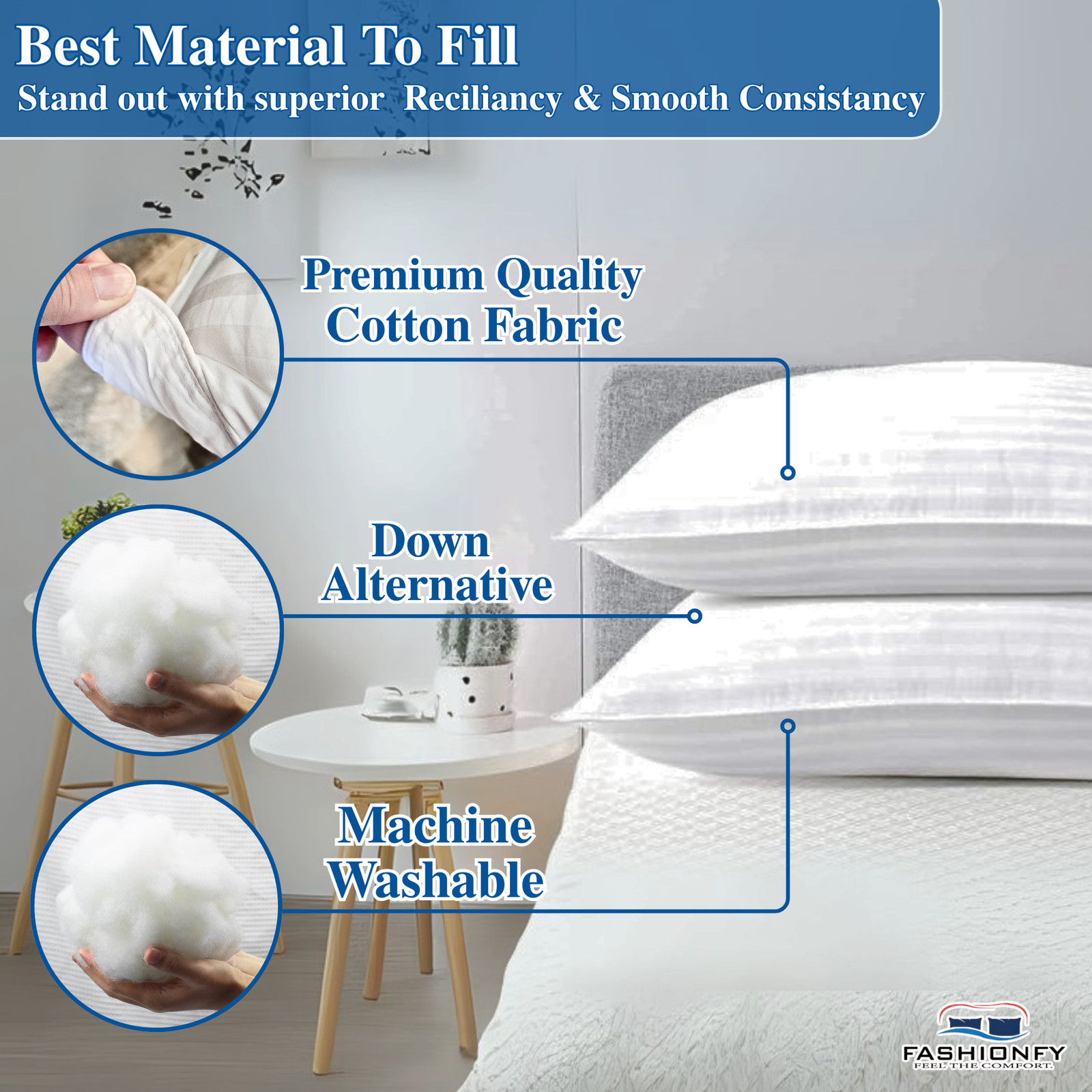 FASHIONFY Premium Bed Pillows for Stomach & Side Sleepers - Image 3
