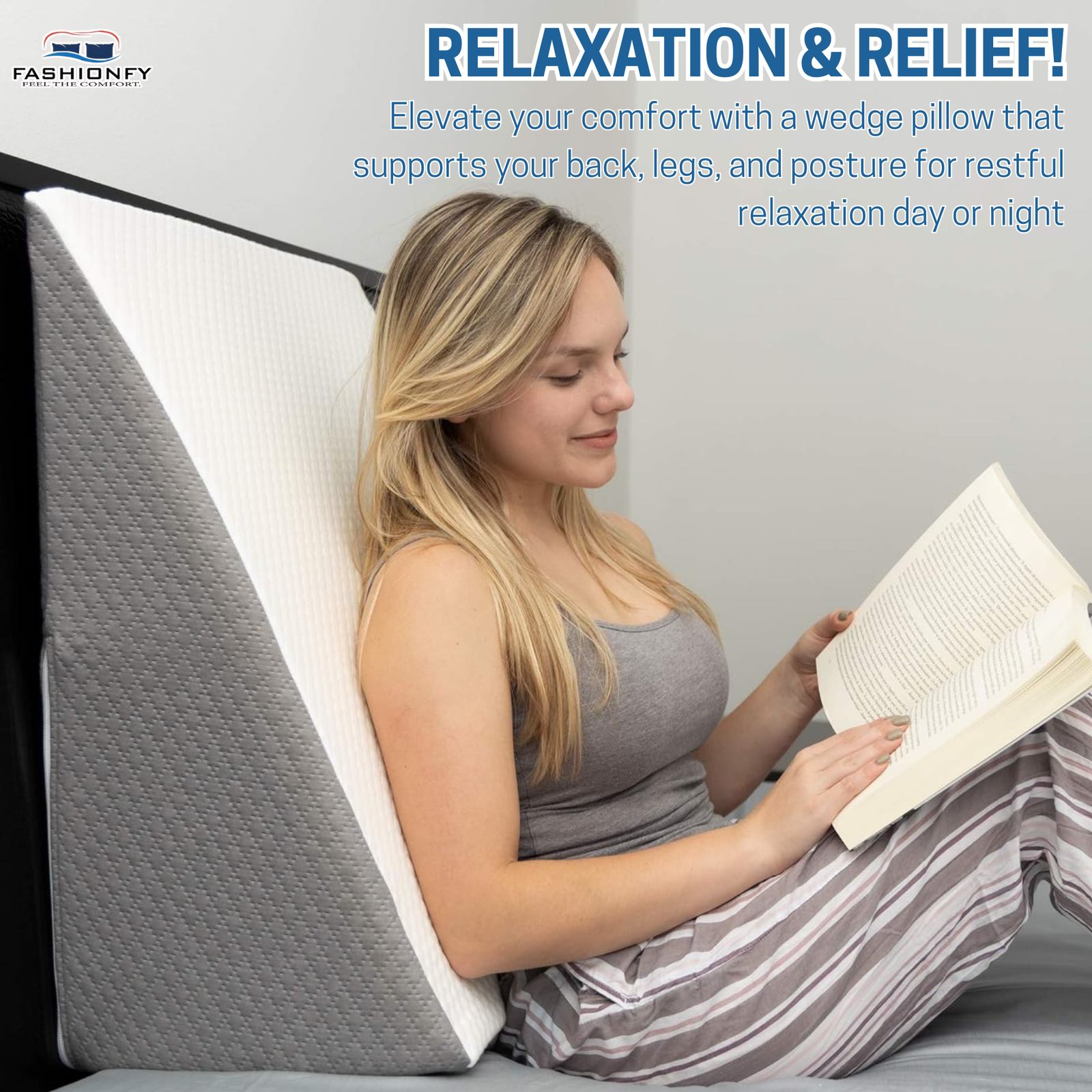 FASHIONFY Wedge Pillow for Back & Neck Support, Chic Jacquard Pillowcase - Image 7