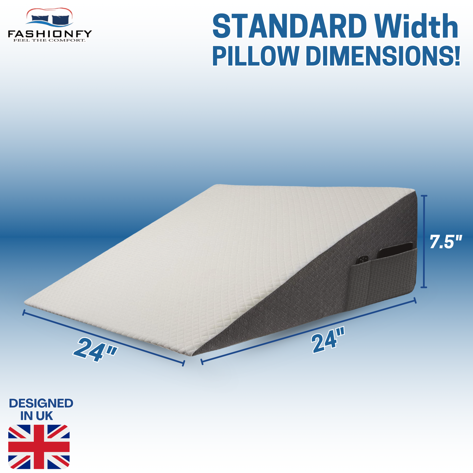 FASHIONFY Orthopedic Bed Wedge Pillow | Jacquard Cover with With Side-Pocket - Image 11