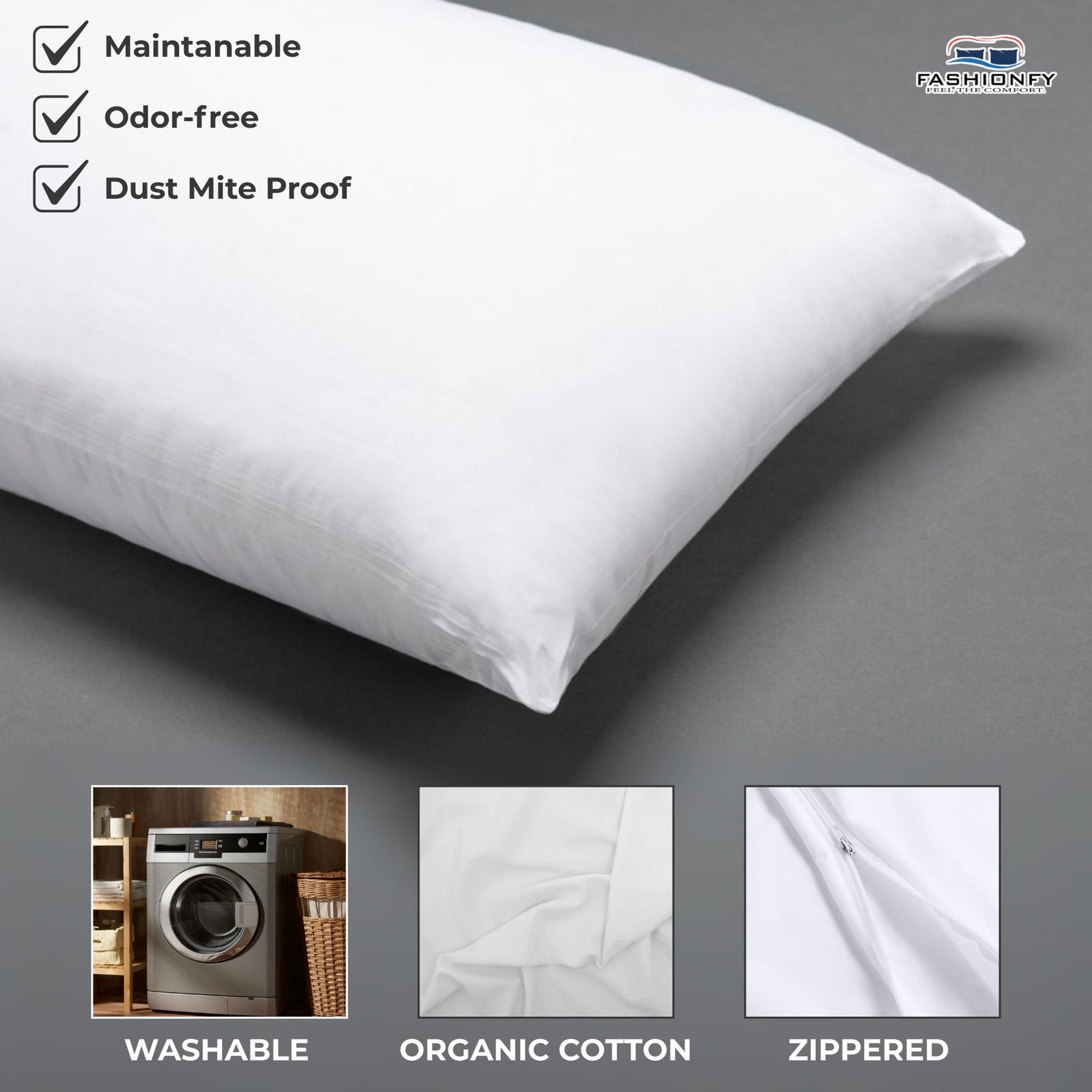 FASHIONFY® Pillow Covers for Hotel Pillows, Dorm rooms, Bed & Sofa Cushions | Pack of 4 - Image 4