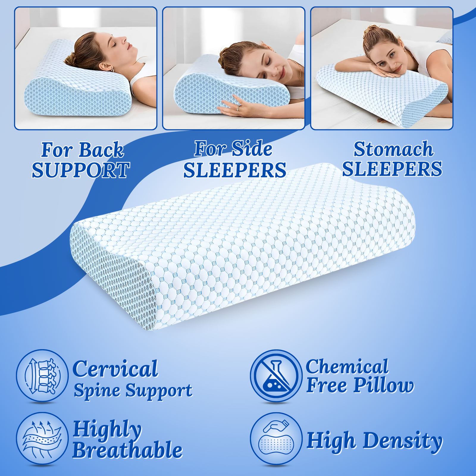 FASHIONFY Cervical Pillow | Ergonomic Neck Pillow for Side & Stomach Sleepers - Image 5