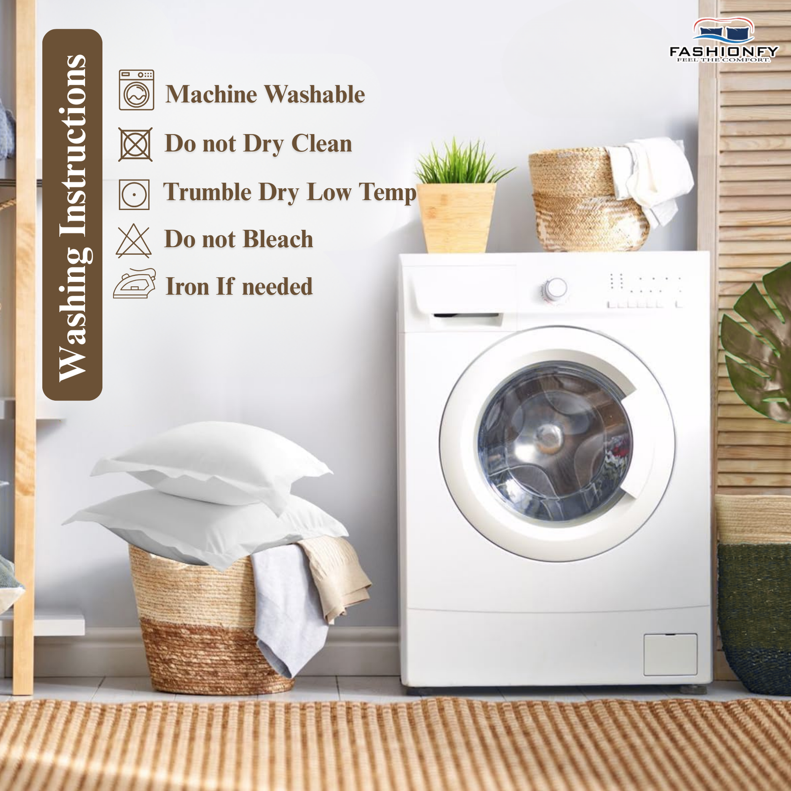 FASHIONFY® Premium Cotton Pillow Shams with Envelope Closure, Pillow Covers - Image 2