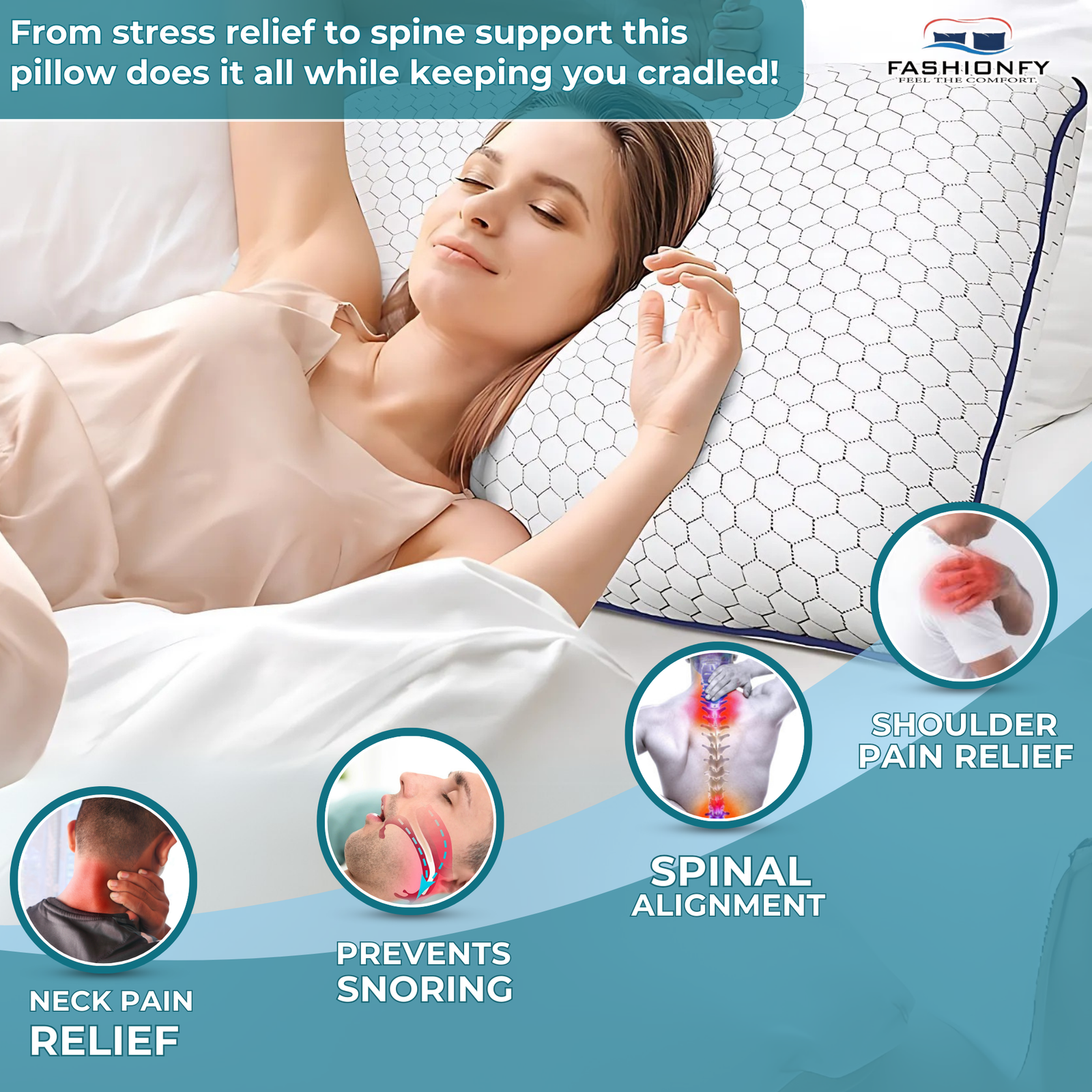 FASHIONFY Memory Foam Pillows For Back & Side Sleepers - Image 7