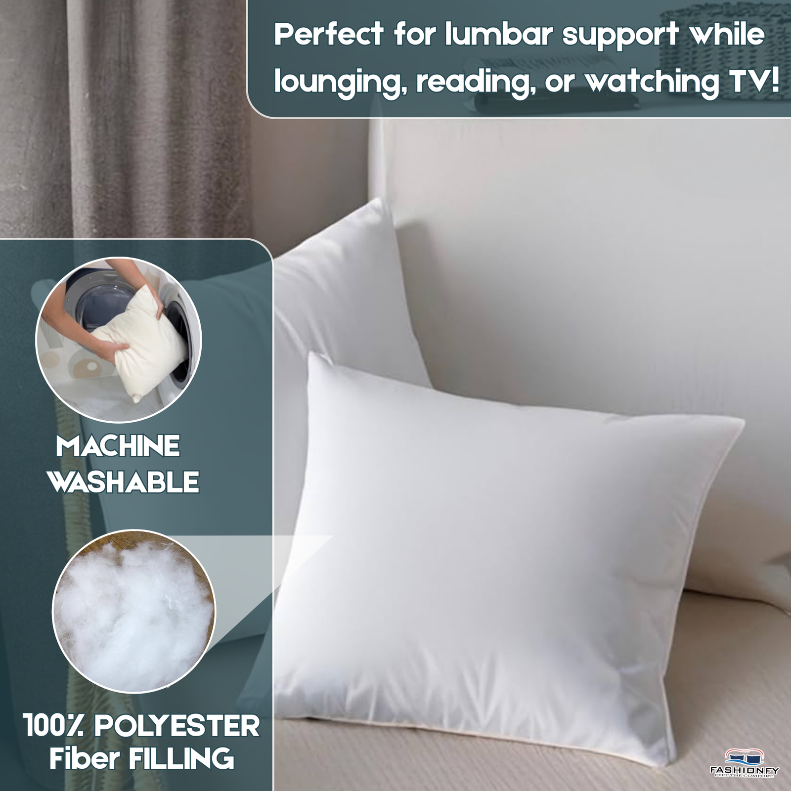 FASHIONFY® Soft Cushion Fillers for Sofa Cushions, Throw Pillow Inserts - Image 6