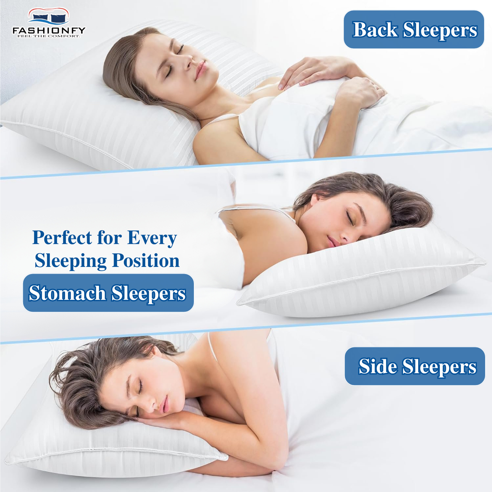 FASHIONFY Premium Bed Pillows for Stomach & Side Sleepers - Image 6