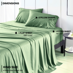 FASHIONFY Luxury 4 Piece Bed Sheet Set with 1 Flat Sheet, 1 Fitted Sheet & 2 Pillowcases - Image 54