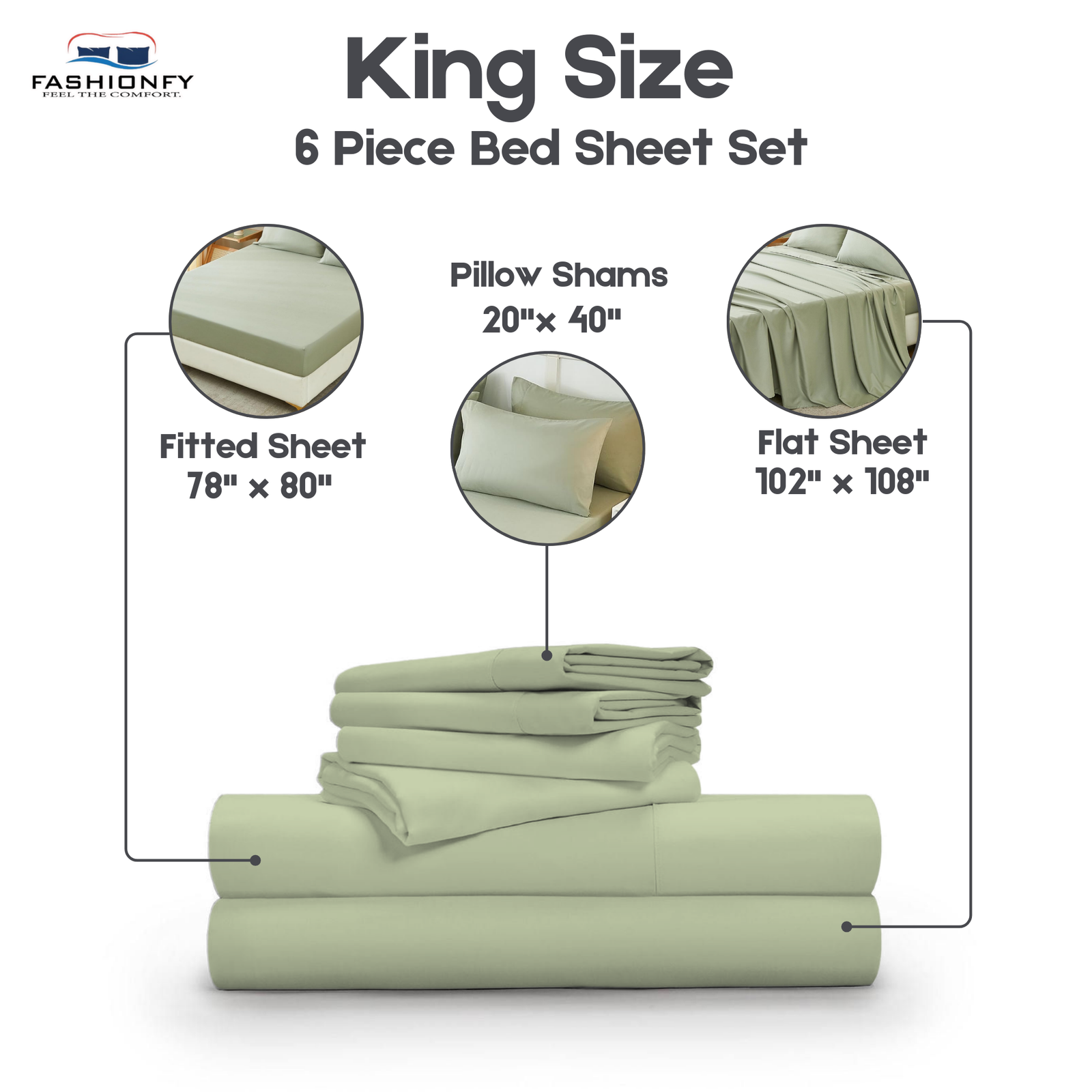 Premium Quality 6 Piece Bed Sheet Set for Bedrooms & Dorm Decor - Image 54