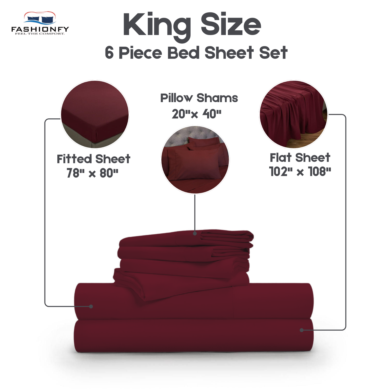 Premium Quality 6 Piece Bed Sheet Set for Bedrooms & Dorm Decor - Image 47