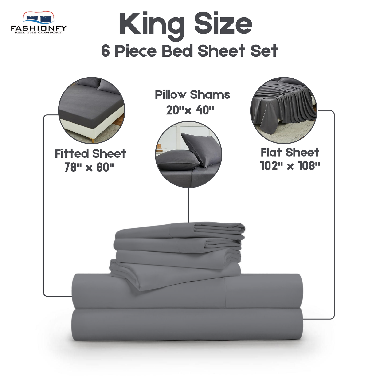 Premium Quality 6 Piece Bed Sheet Set for Bedrooms & Dorm Decor - Image 48