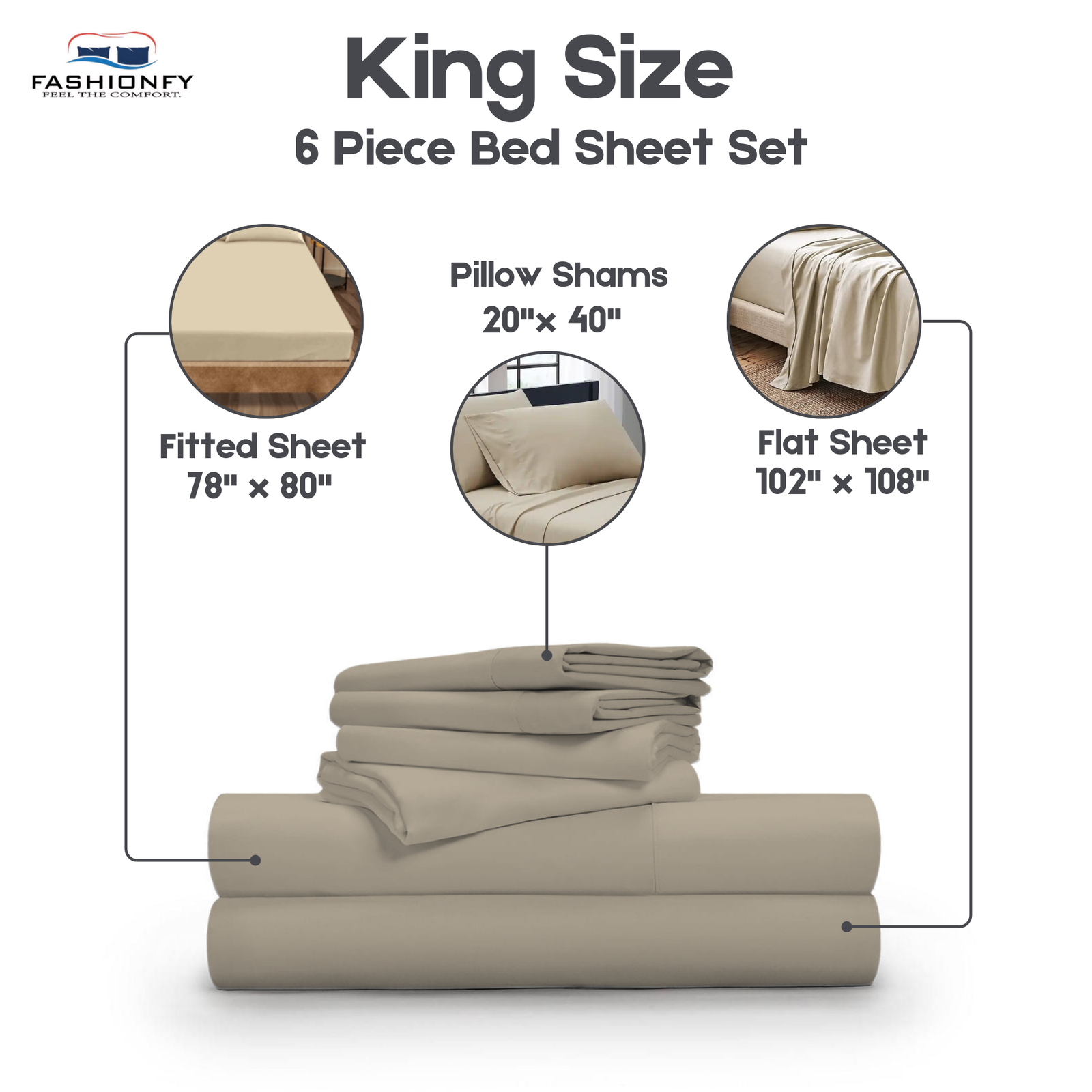 Premium Quality 6 Piece Bed Sheet Set for Bedrooms & Dorm Decor - Image 44